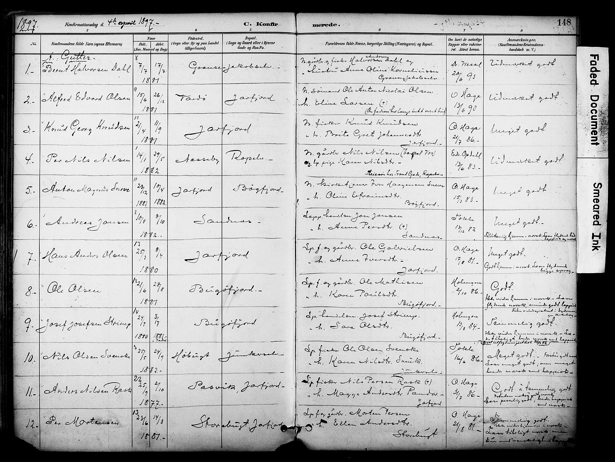 Sør-Varanger sokneprestkontor, AV/SATØ-S-1331/H/Ha/L0004kirke: Ministerialbok nr. 4, 1891-1908, s. 148
