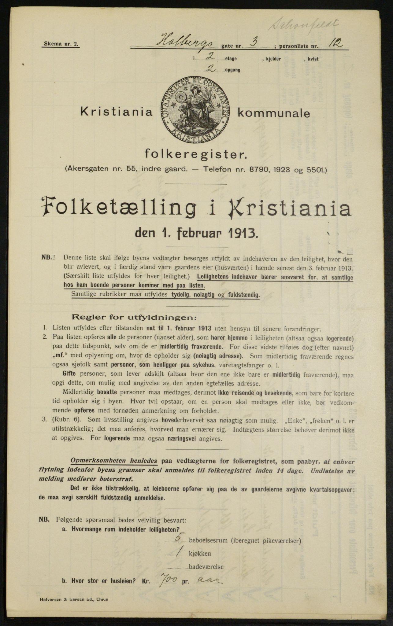 OBA, Kommunal folketelling 1.2.1913 for Kristiania, 1913, s. 40076