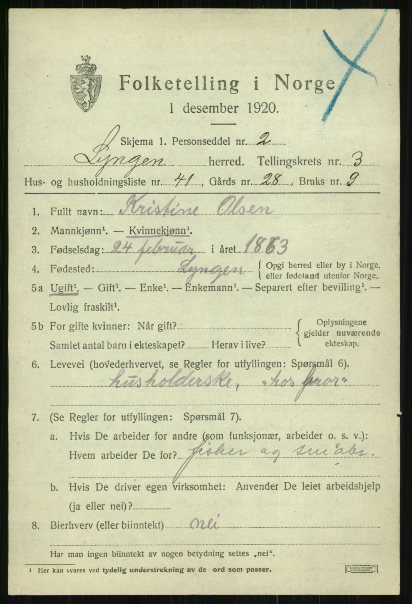 SATØ, Folketelling 1920 for 1938 Lyngen herred, 1920, s. 4001