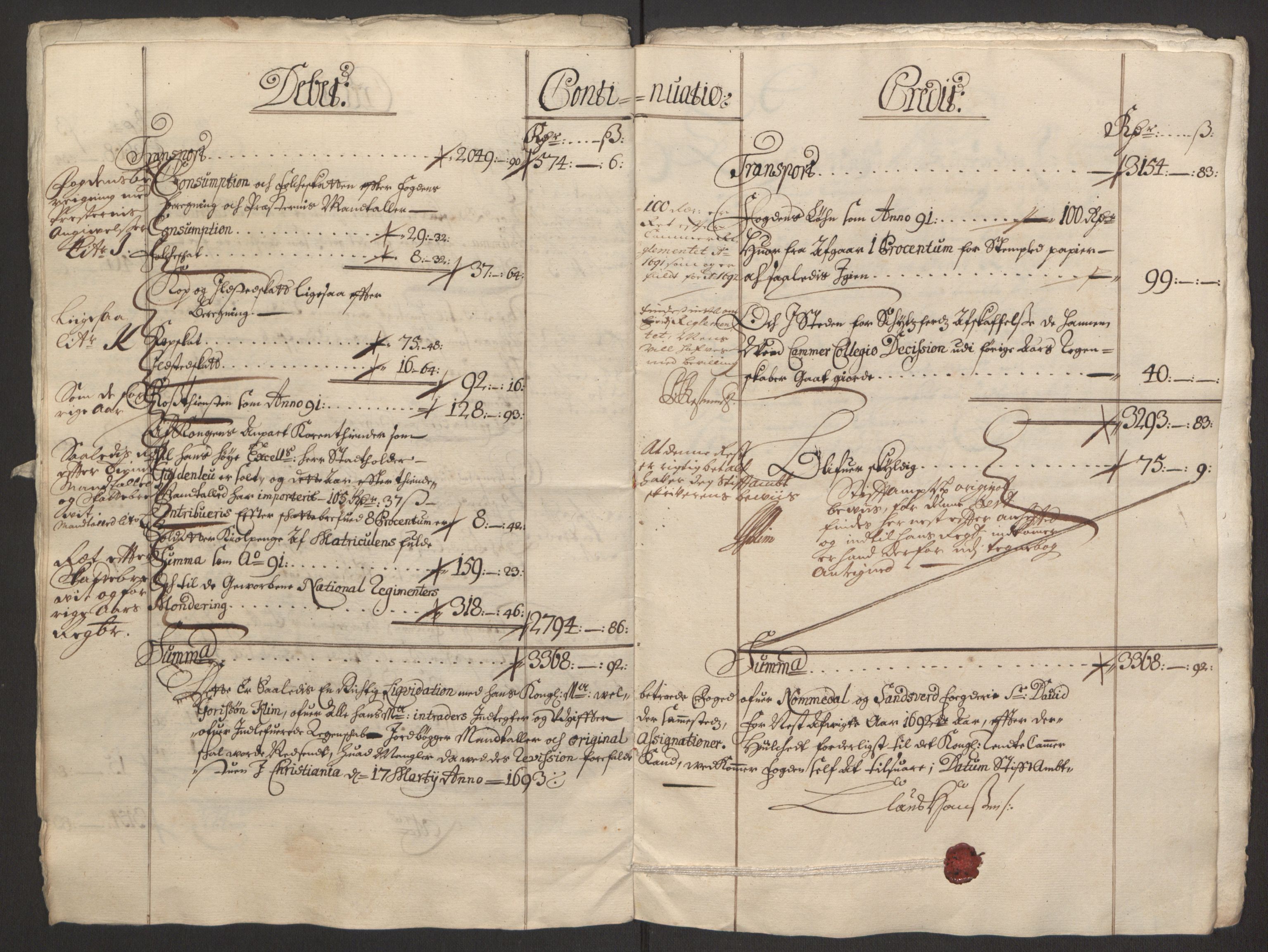 Rentekammeret inntil 1814, Reviderte regnskaper, Fogderegnskap, AV/RA-EA-4092/R24/L1575: Fogderegnskap Numedal og Sandsvær, 1692-1695, s. 14