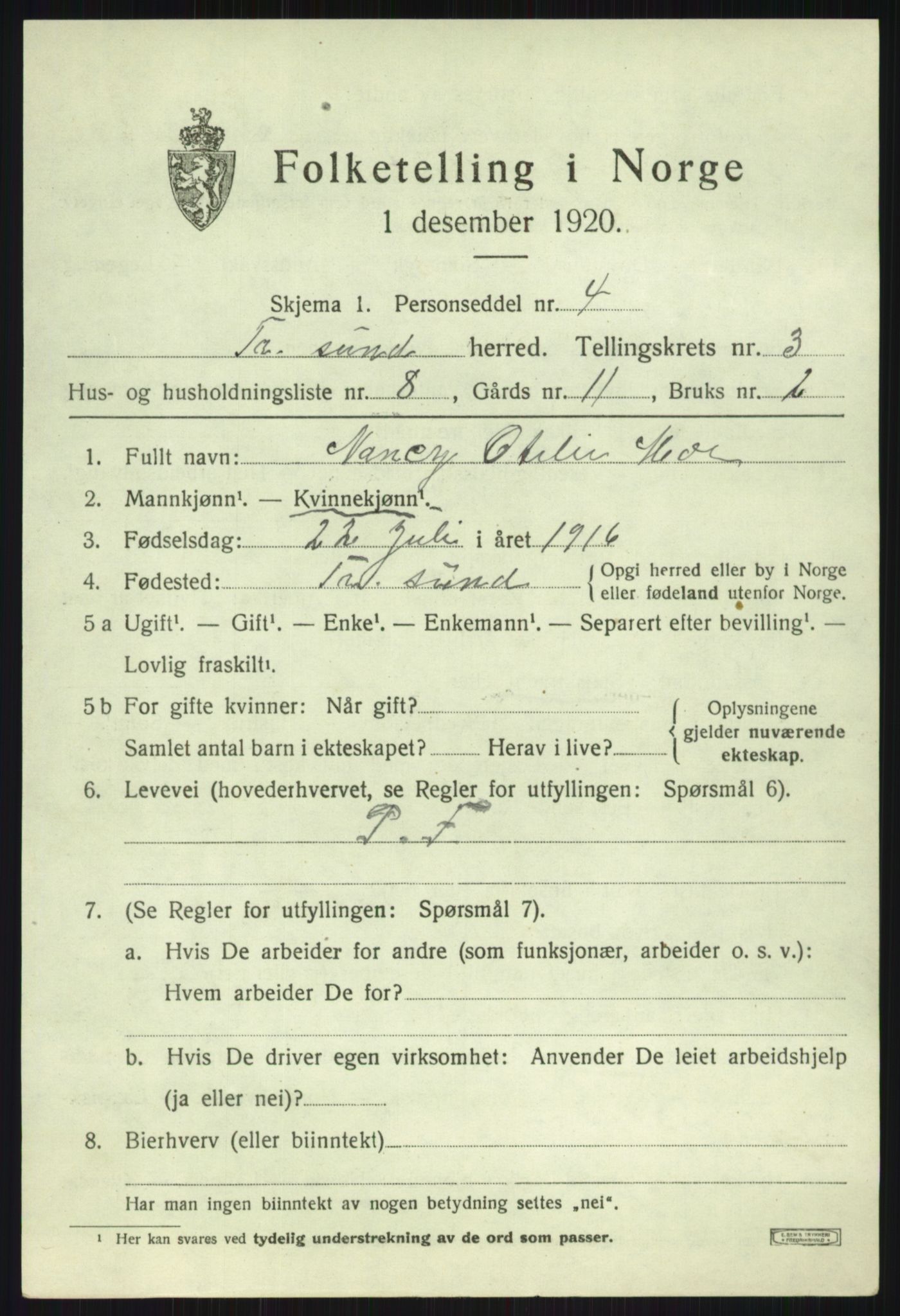 SATØ, Folketelling 1920 for 1934 Tromsøysund herred, 1920, s. 2782