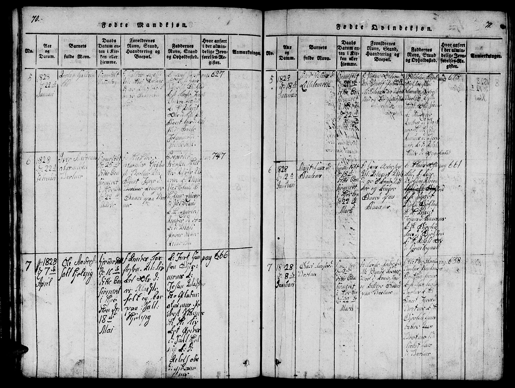 Ministerialprotokoller, klokkerbøker og fødselsregistre - Møre og Romsdal, AV/SAT-A-1454/539/L0535: Klokkerbok nr. 539C01, 1818-1842, s. 70-71