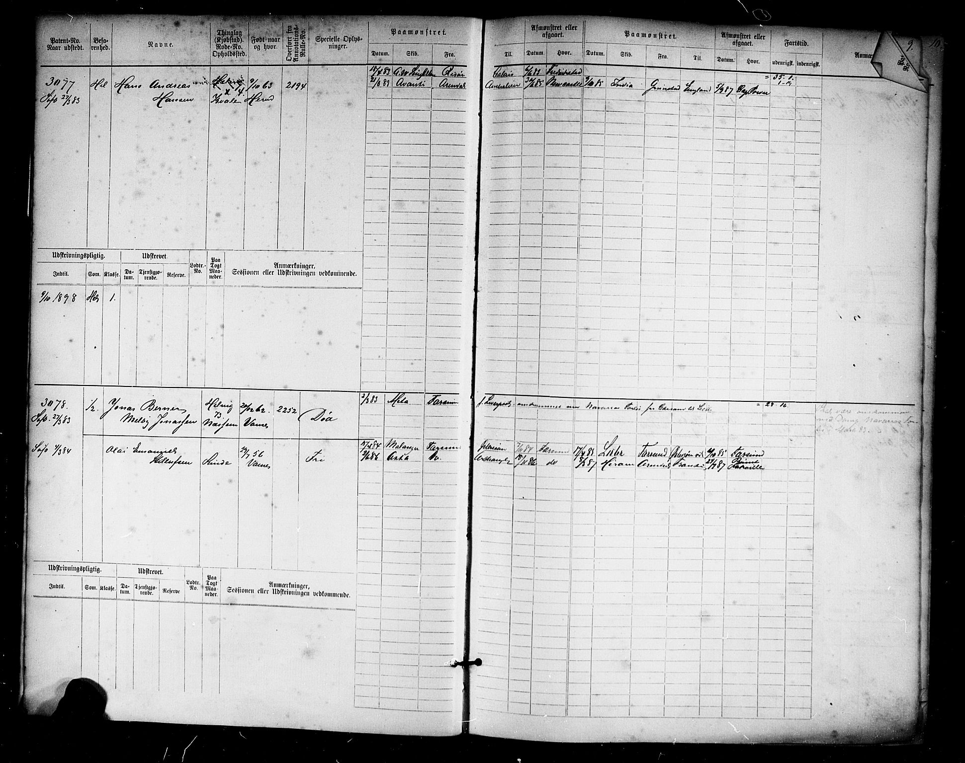 Farsund mønstringskrets, AV/SAK-2031-0017/F/Fb/L0019: Hovedrulle nr 3067-3832, Z-11, 1882-1922, s. 8