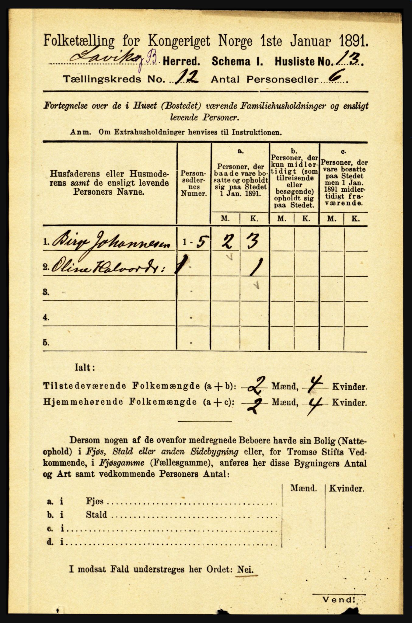 RA, Folketelling 1891 for 1415 Lavik og Brekke herred, 1891, s. 2341