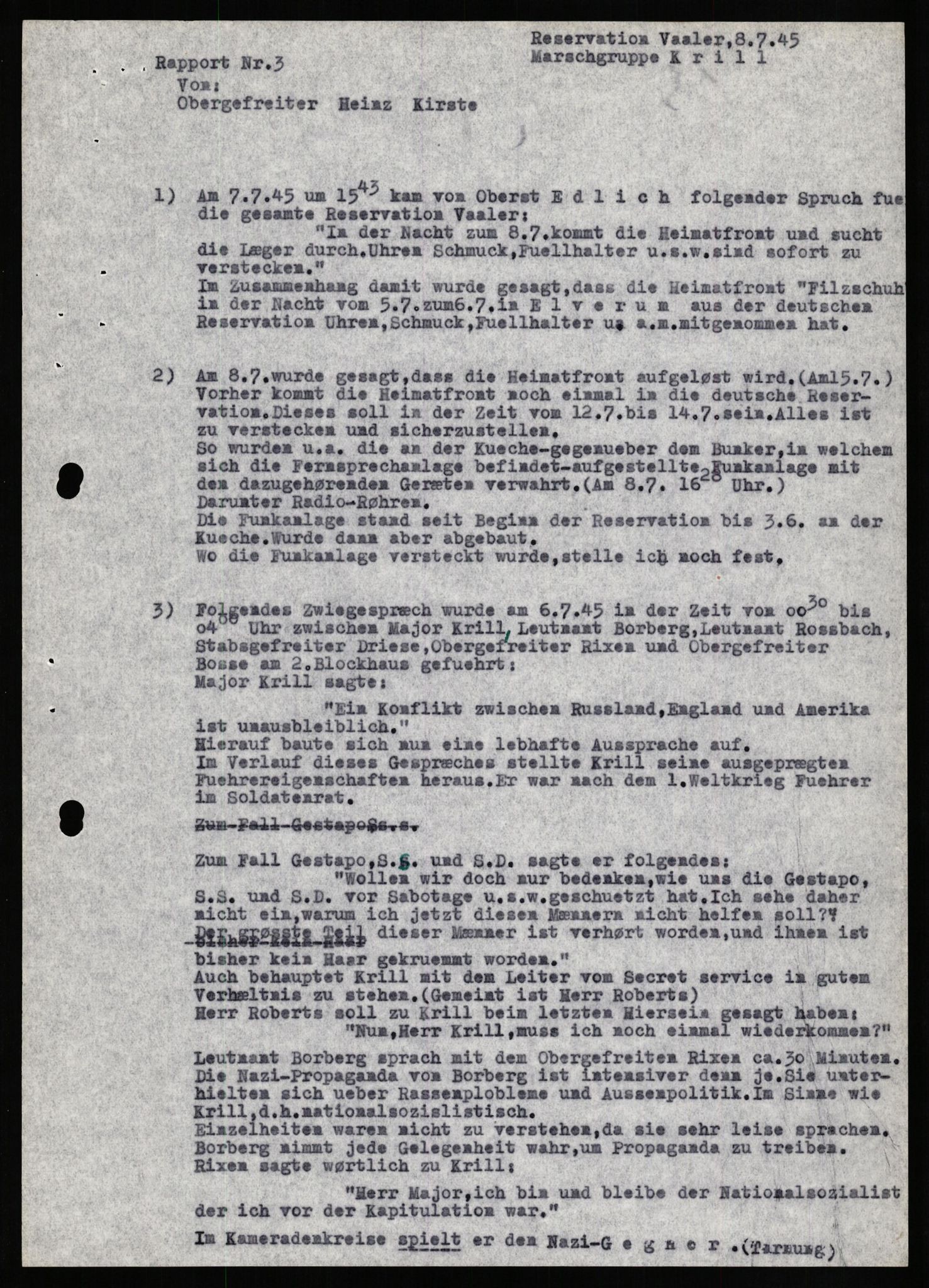 Forsvaret, Forsvarets overkommando II, AV/RA-RAFA-3915/D/Db/L0016: CI Questionaires. Tyske okkupasjonsstyrker i Norge. Tyskere., 1945-1946, s. 794