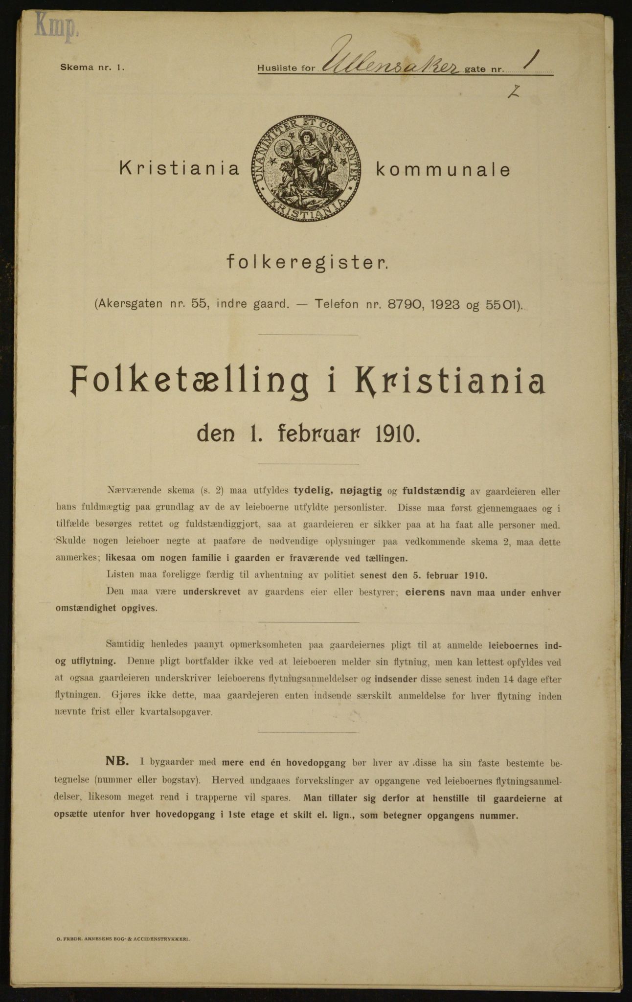 OBA, Kommunal folketelling 1.2.1910 for Kristiania, 1910, s. 112554