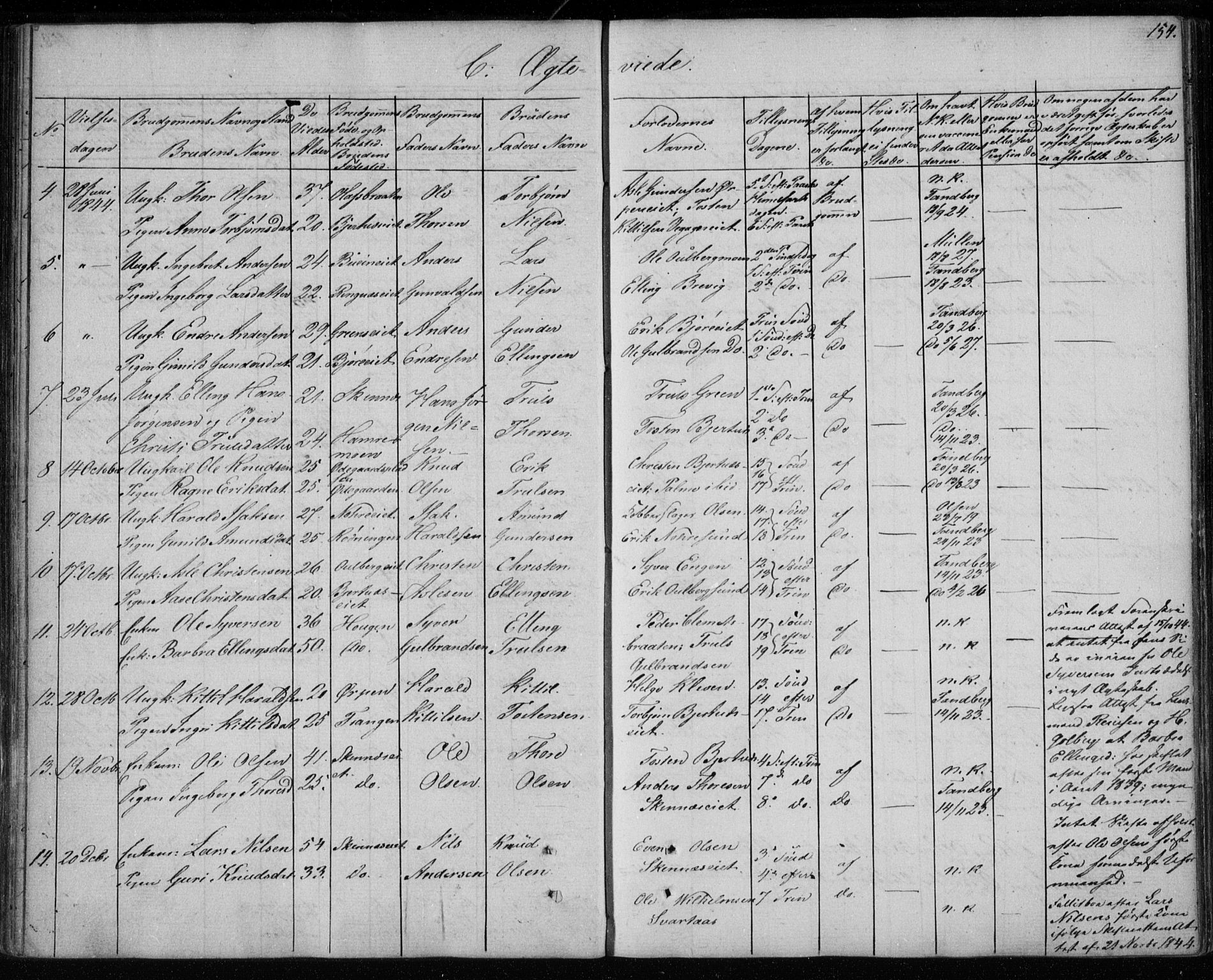 Krødsherad kirkebøker, AV/SAKO-A-19/F/Fa/L0002: Ministerialbok nr. 2, 1829-1851, s. 154
