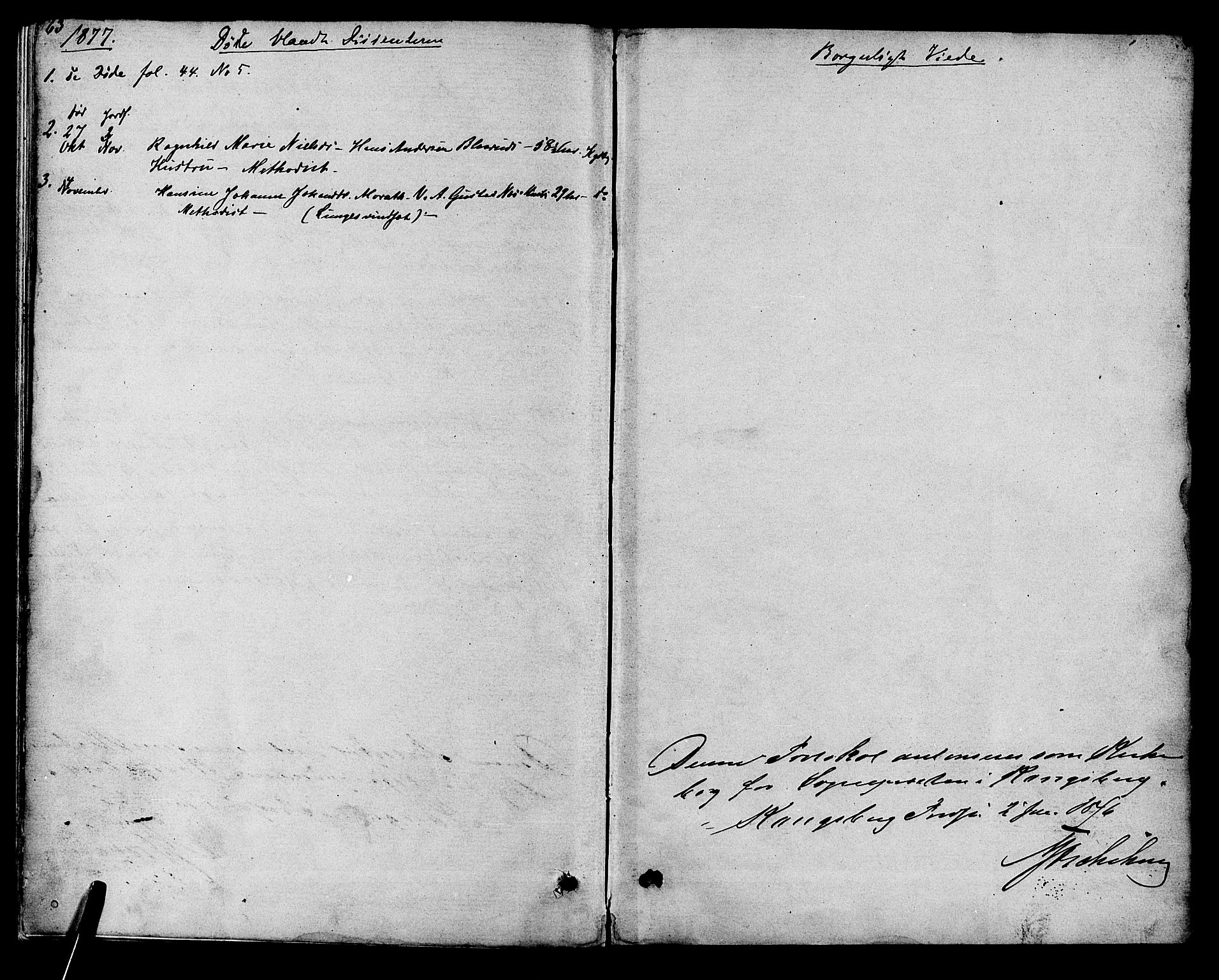 Kongsberg kirkebøker, AV/SAKO-A-22/F/Fa/L0011: Ministerialbok nr. I 11, 1876-1877, s. 63