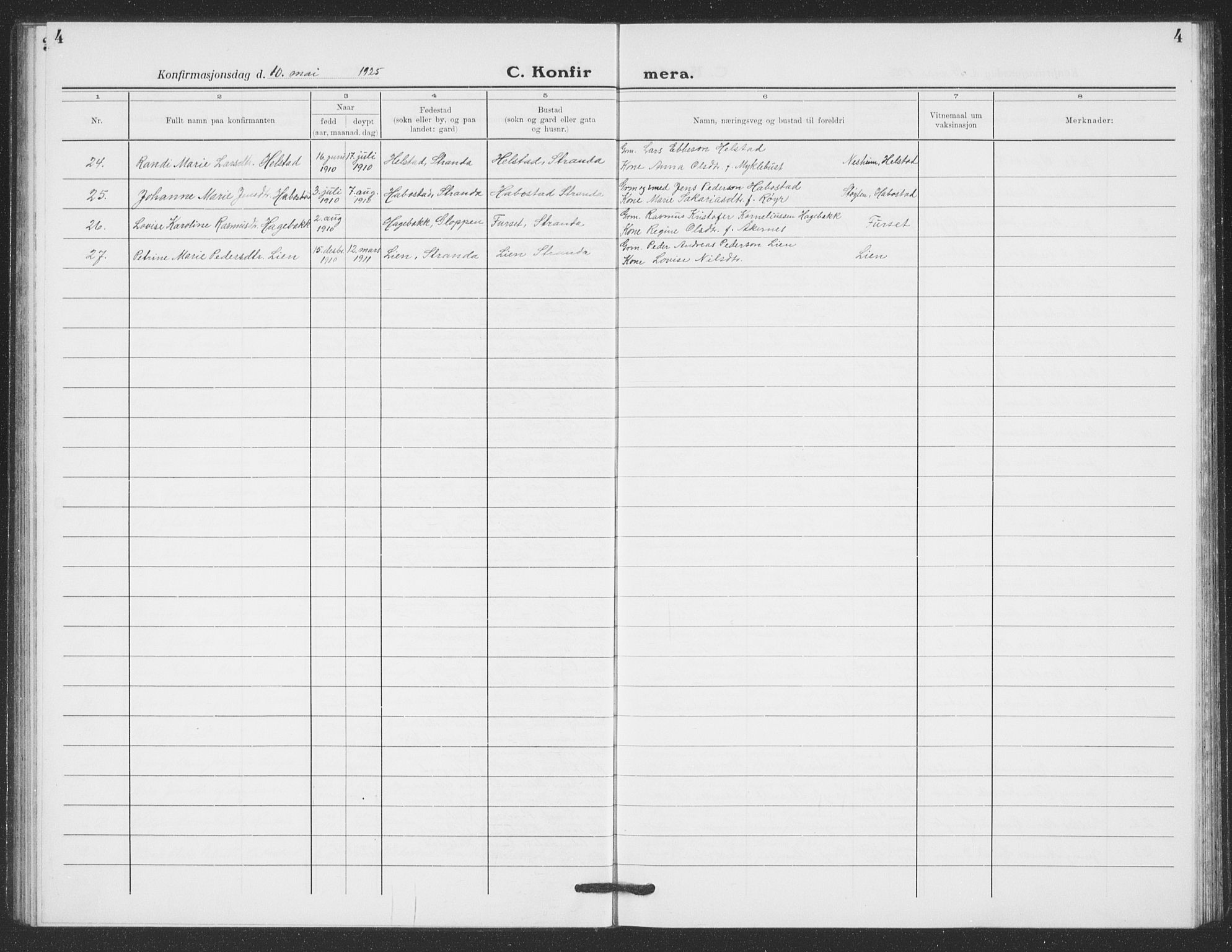 Ministerialprotokoller, klokkerbøker og fødselsregistre - Møre og Romsdal, SAT/A-1454/520/L0294: Klokkerbok nr. 520C06, 1923-1938, s. 4