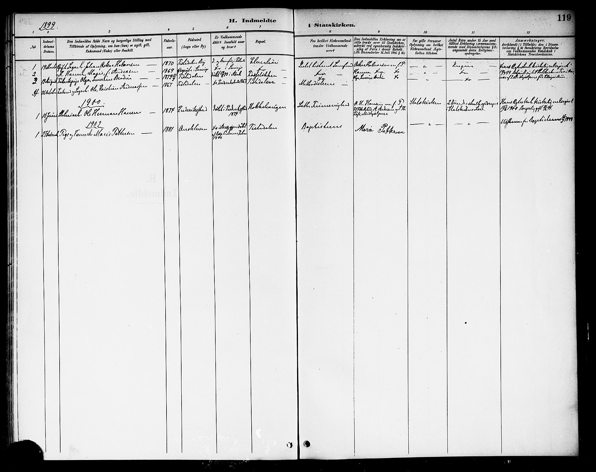 Berg prestekontor Kirkebøker, SAO/A-10902/F/Fb/L0002: Ministerialbok nr. II 2, 1888-1902, s. 119