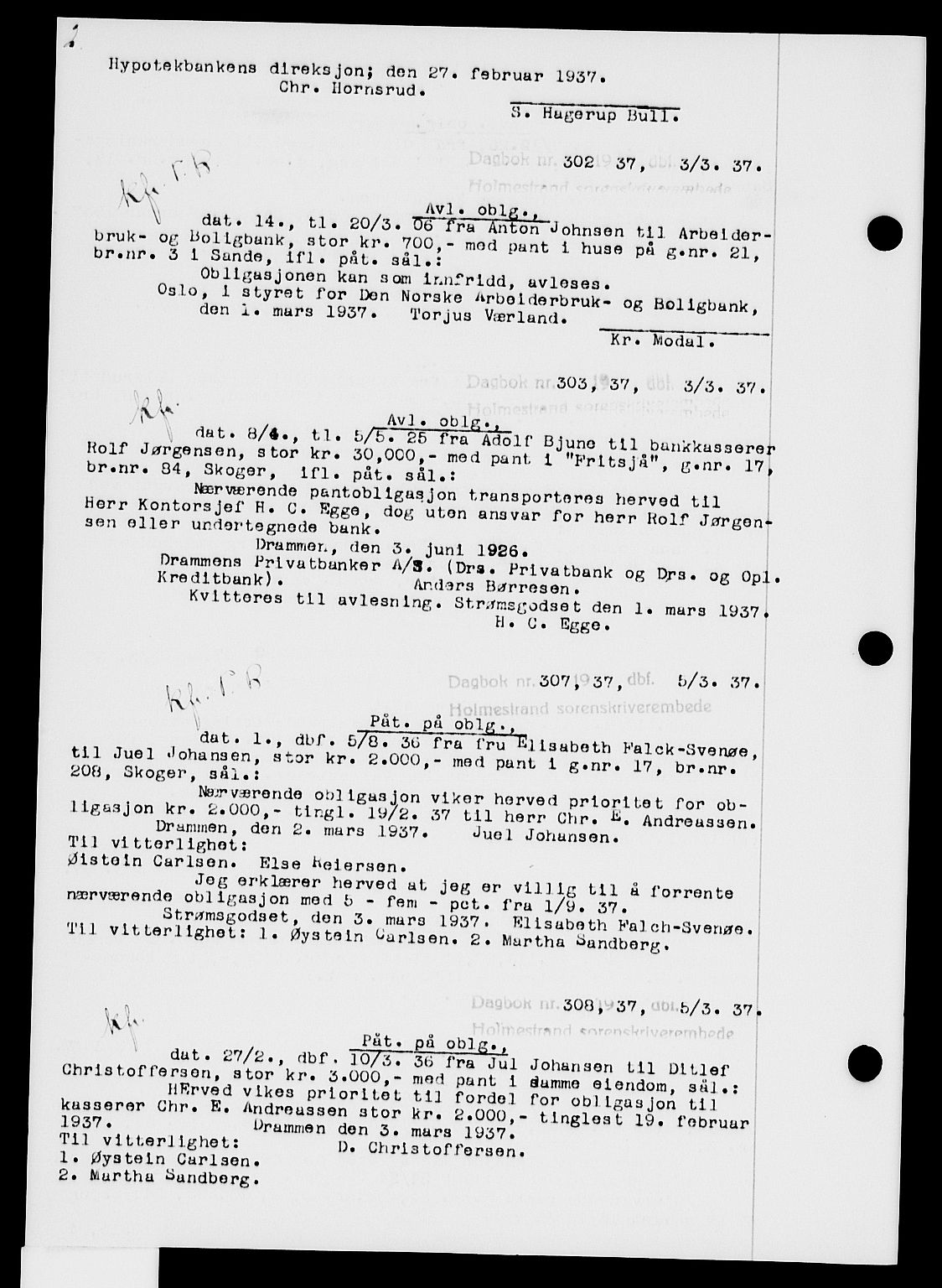 Holmestrand sorenskriveri, SAKO/A-67/G/Ga/Gab/L0048: Pantebok nr. B-48, 1937-1938, s. 2