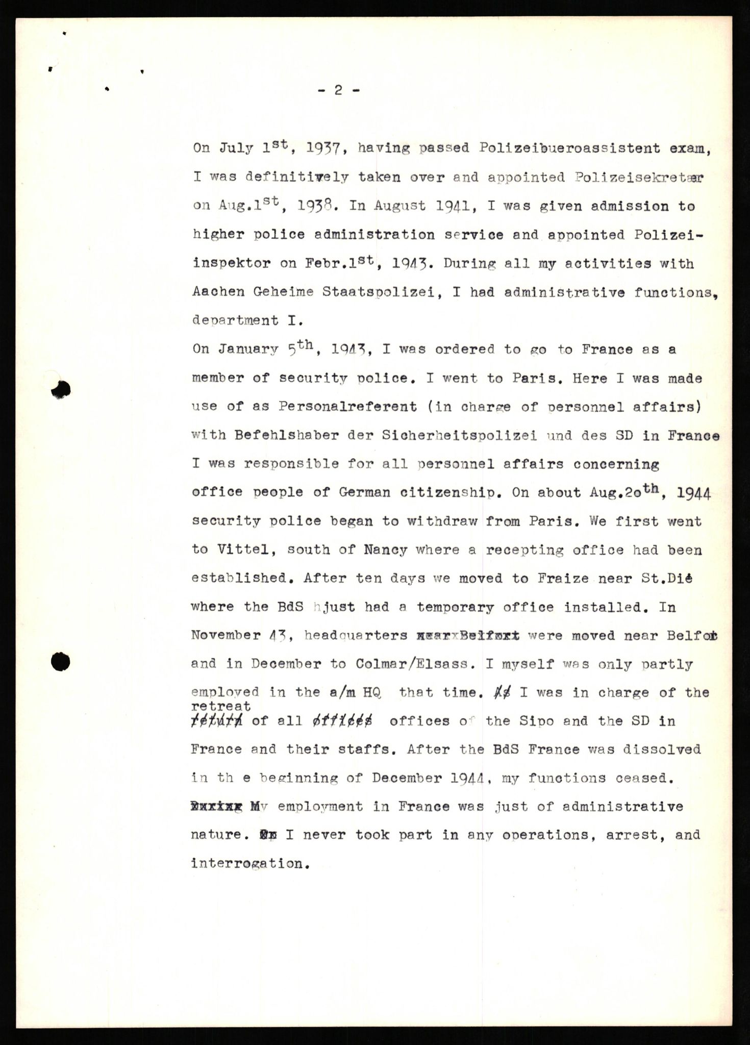 Forsvaret, Forsvarets overkommando II, AV/RA-RAFA-3915/D/Db/L0034: CI Questionaires. Tyske okkupasjonsstyrker i Norge. Tyskere., 1945-1946, s. 310