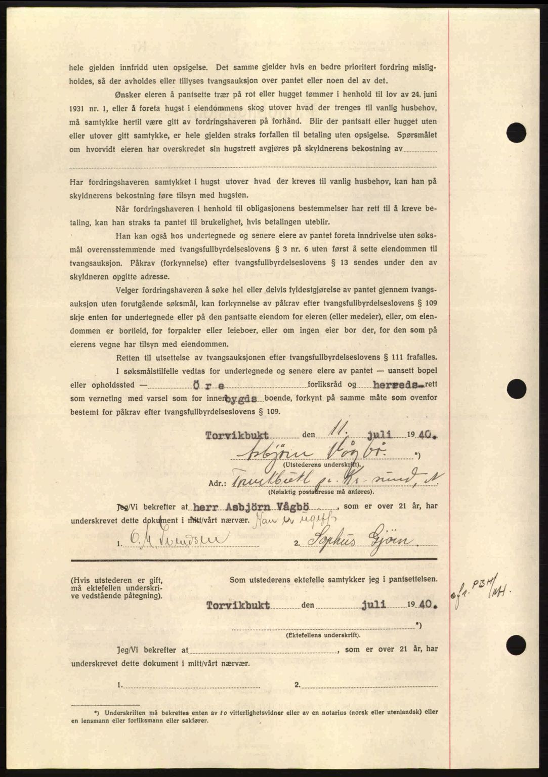 Nordmøre sorenskriveri, AV/SAT-A-4132/1/2/2Ca: Pantebok nr. B87, 1940-1941, Dagboknr: 1227/1940