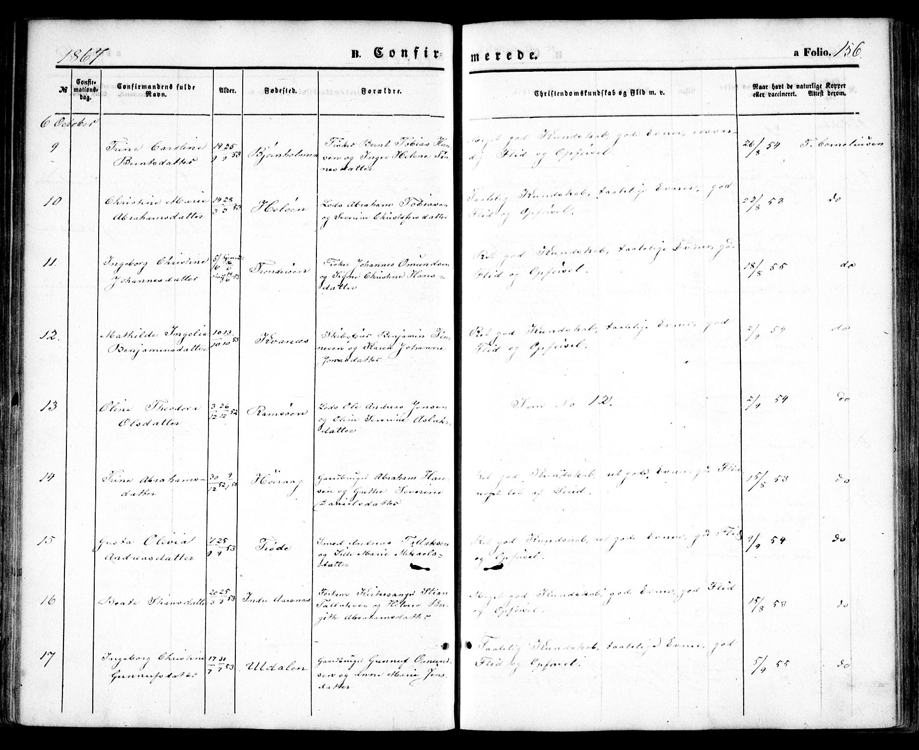 Høvåg sokneprestkontor, SAK/1111-0025/F/Fa/L0004: Ministerialbok nr. A 4, 1859-1877, s. 156