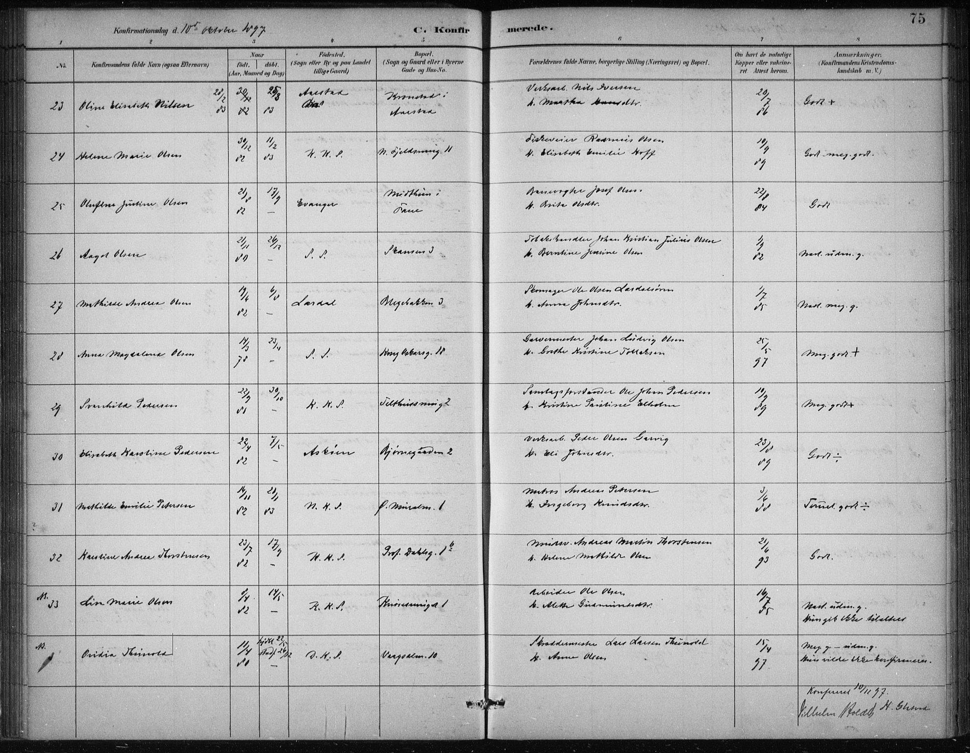 Korskirken sokneprestembete, SAB/A-76101/H/Hab: Klokkerbok nr. C 4, 1893-1905, s. 75