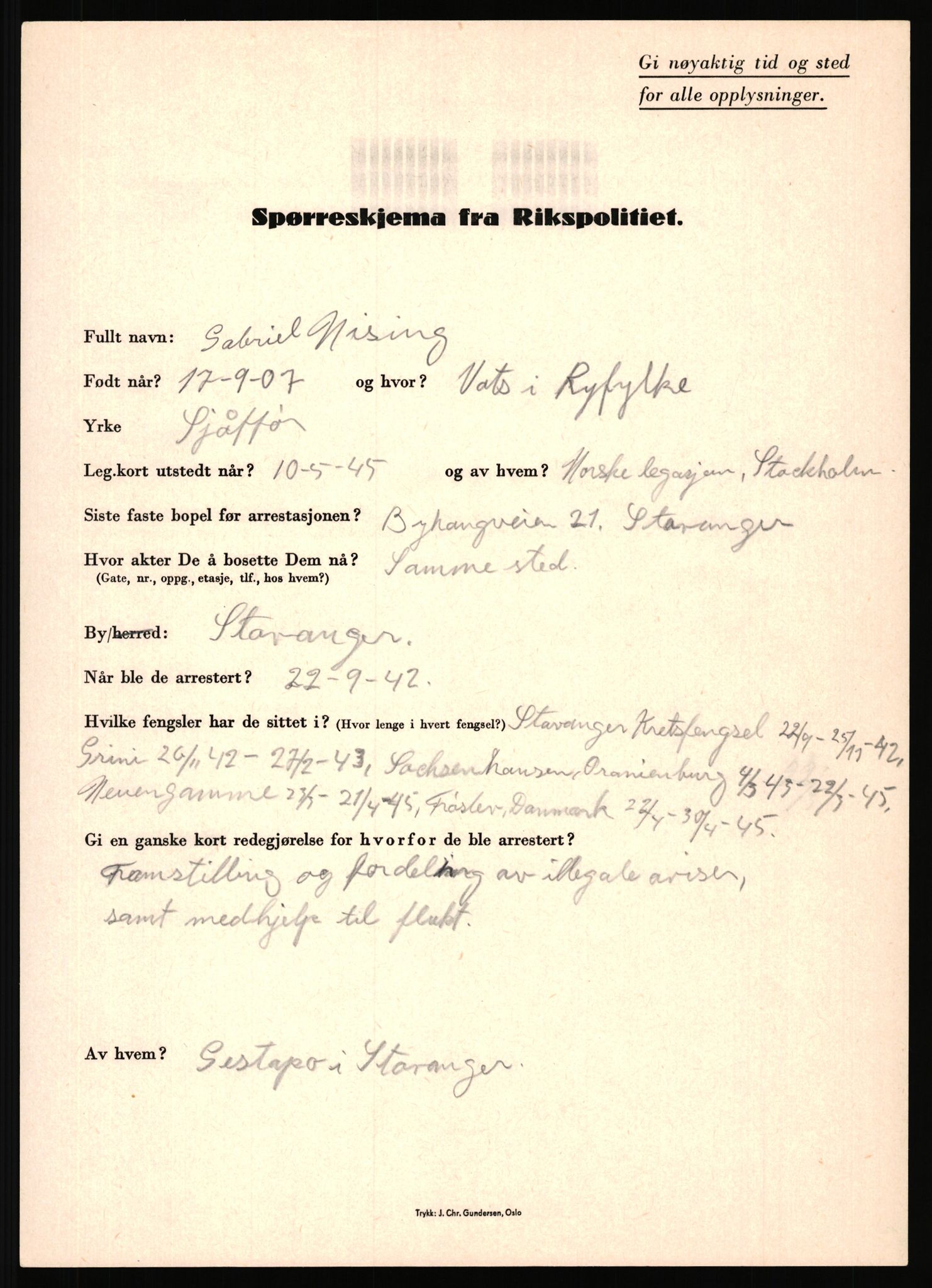 Rikspolitisjefen, AV/RA-S-1560/L/L0012: Mogensen, Øivind - Noraas, Lars, 1940-1945, s. 910