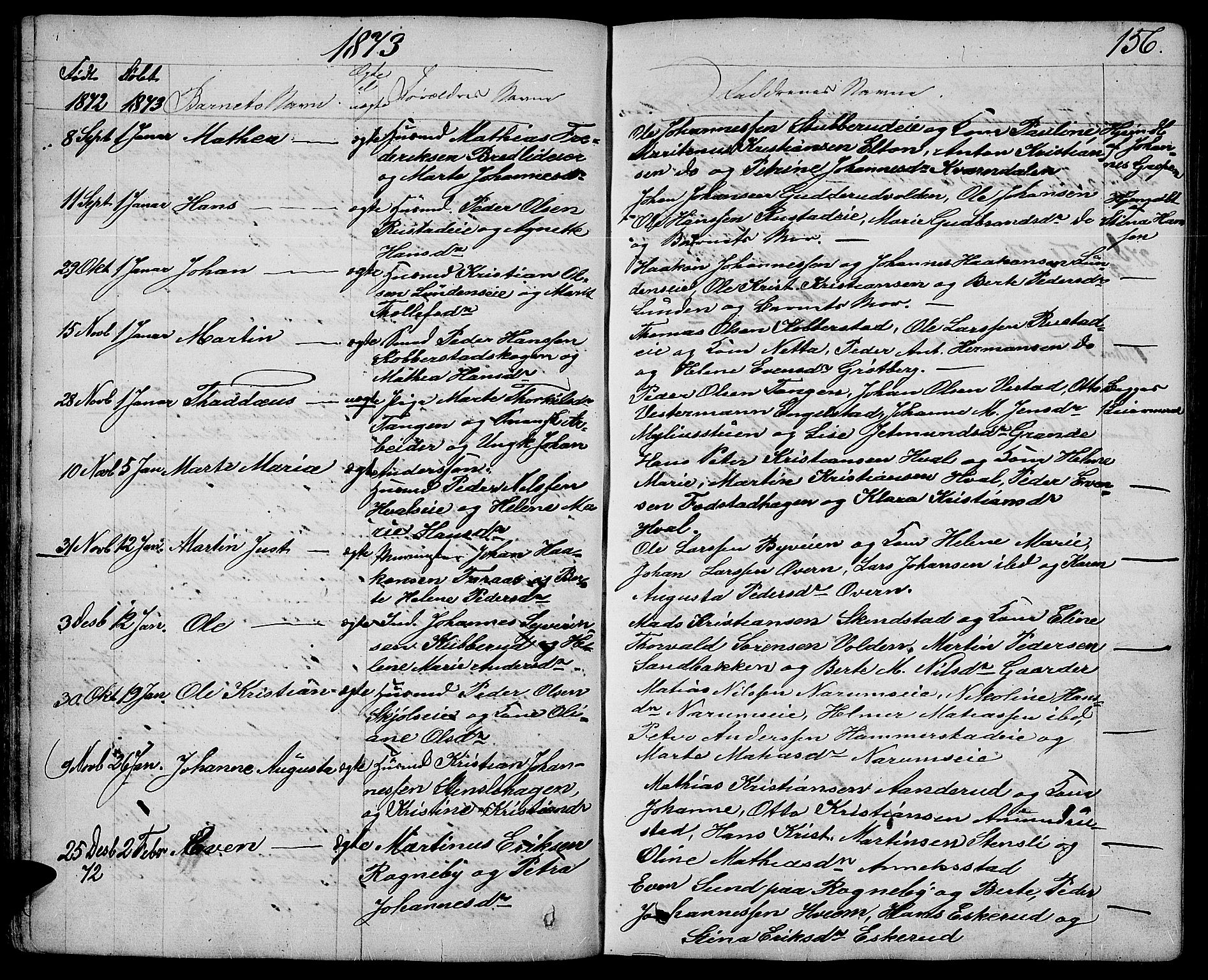 Østre Toten prestekontor, AV/SAH-PREST-104/H/Ha/Hab/L0004: Klokkerbok nr. 4, 1858-1886, s. 156