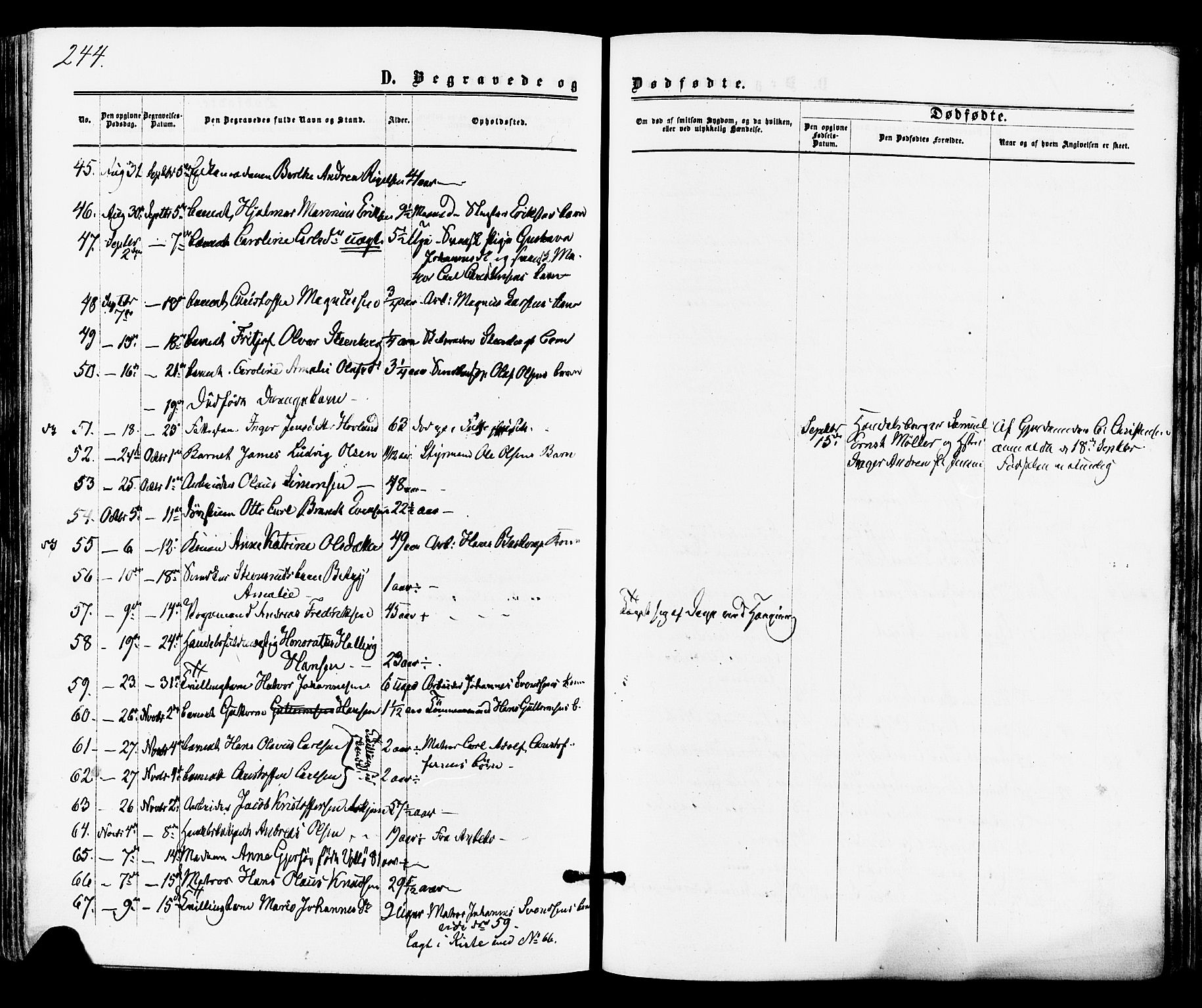 Tønsberg kirkebøker, AV/SAKO-A-330/F/Fa/L0009: Ministerialbok nr. I 9, 1865-1873, s. 244