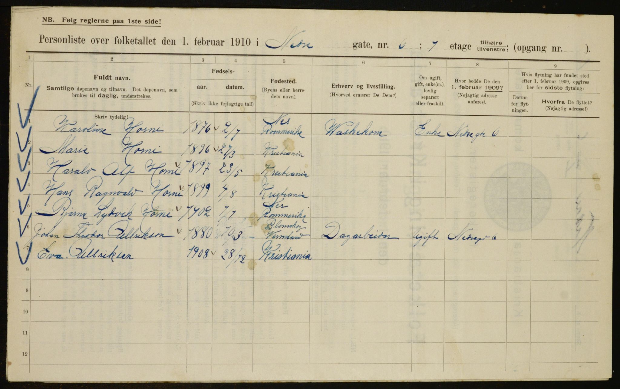 OBA, Kommunal folketelling 1.2.1910 for Kristiania, 1910, s. 66844