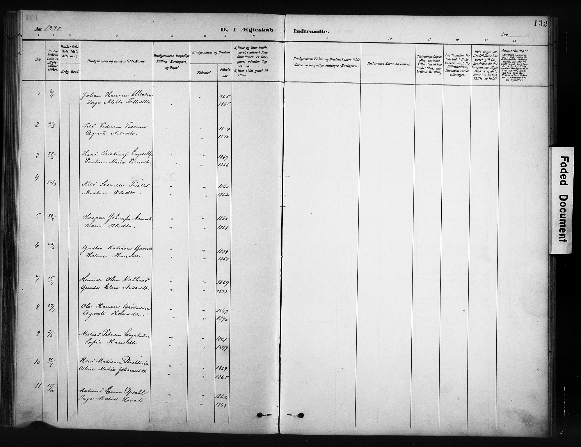 Nordre Land prestekontor, SAH/PREST-124/H/Ha/Hab/L0012: Klokkerbok nr. 12, 1891-1909, s. 132