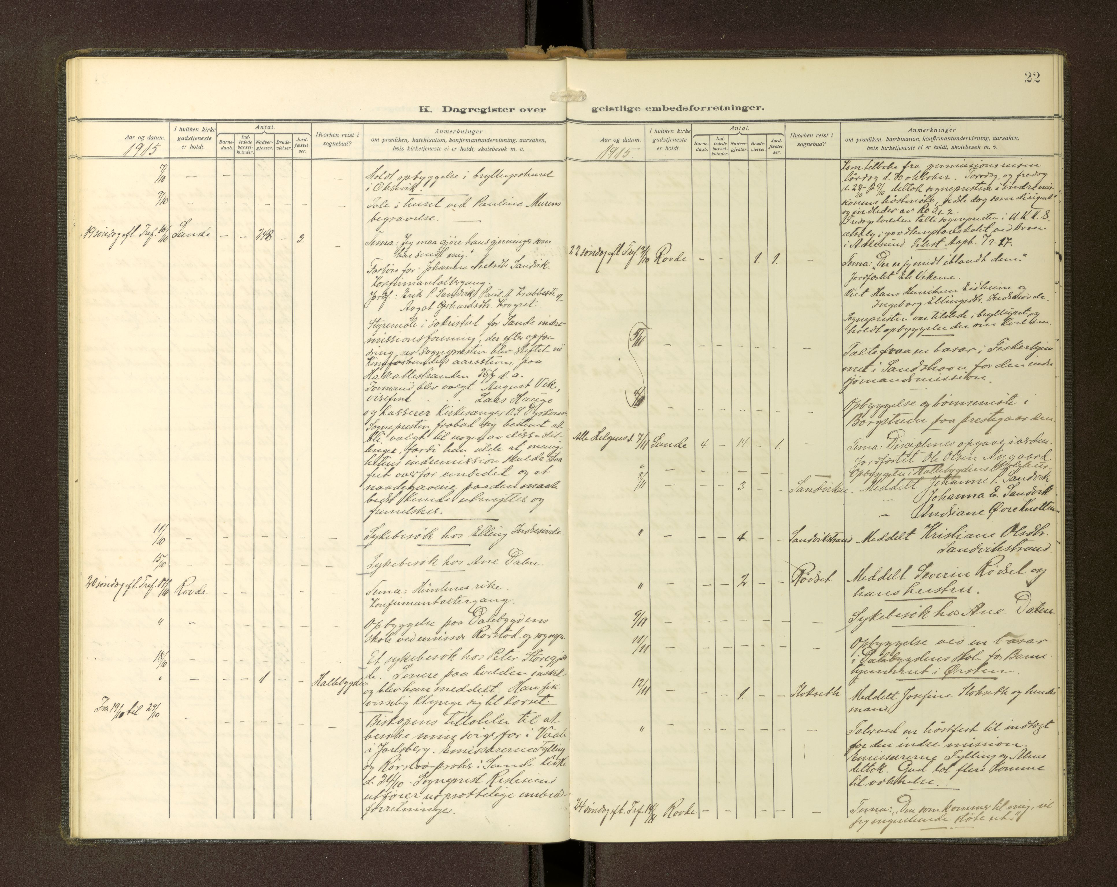 Ministerialprotokoller, klokkerbøker og fødselsregistre - Møre og Romsdal, AV/SAT-A-1454/503/L0039: Dagsregister nr. 503---, 1913-1918, s. 22