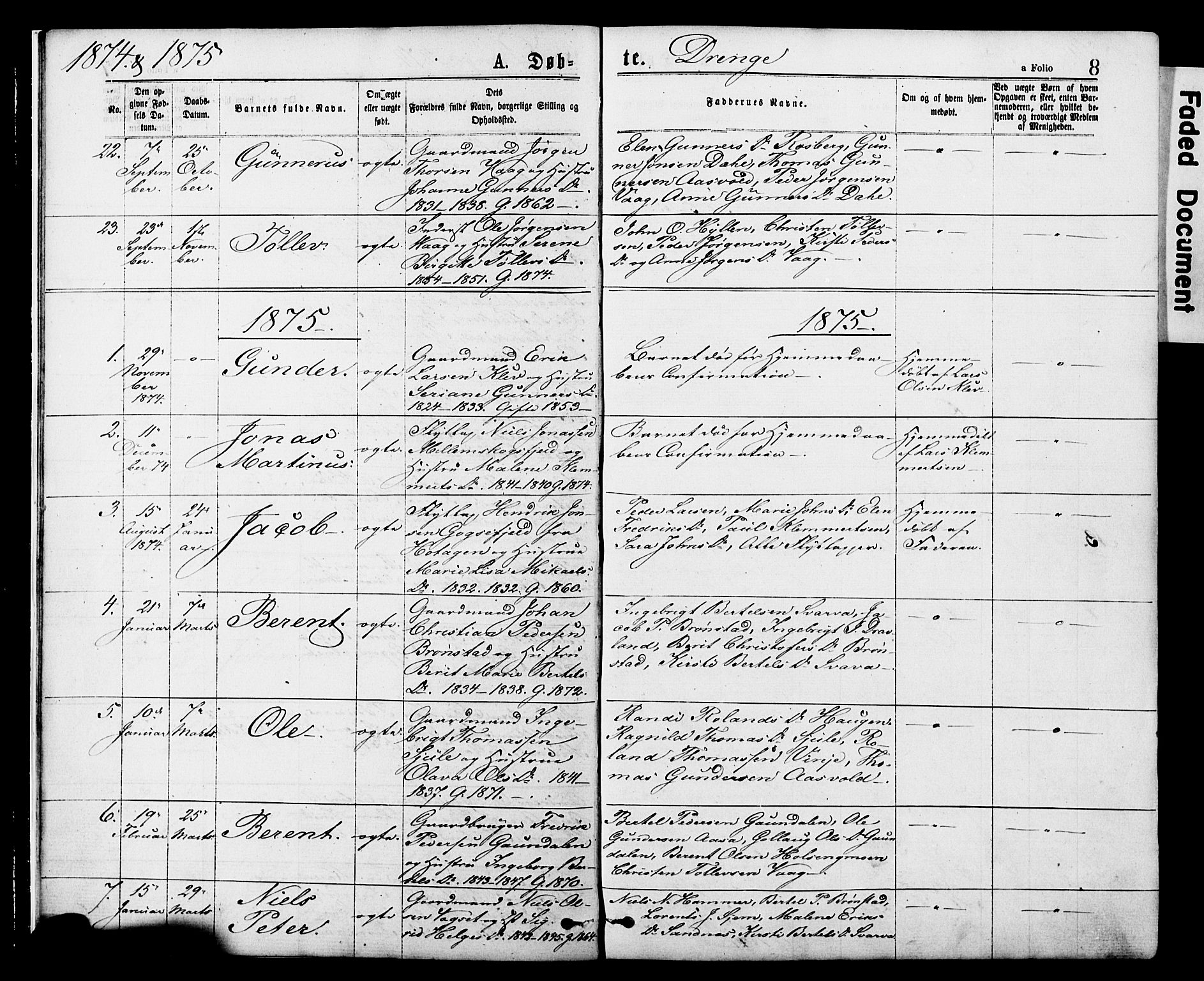 Ministerialprotokoller, klokkerbøker og fødselsregistre - Nord-Trøndelag, SAT/A-1458/749/L0473: Ministerialbok nr. 749A07, 1873-1887, s. 8