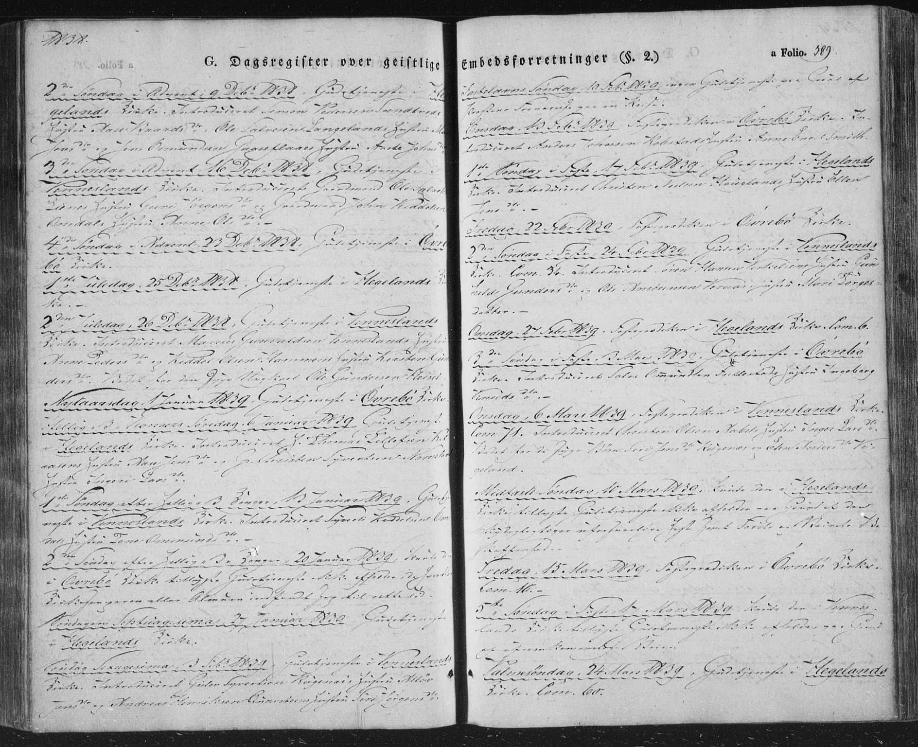 Vennesla sokneprestkontor, SAK/1111-0045/Fa/Fac/L0004: Ministerialbok nr. A 4, 1834-1855, s. 589