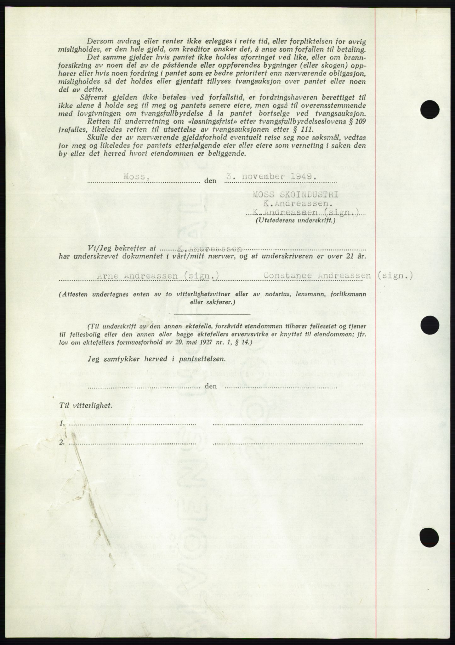 Moss sorenskriveri, SAO/A-10168: Pantebok nr. B23, 1949-1950, Dagboknr: 3423/1949