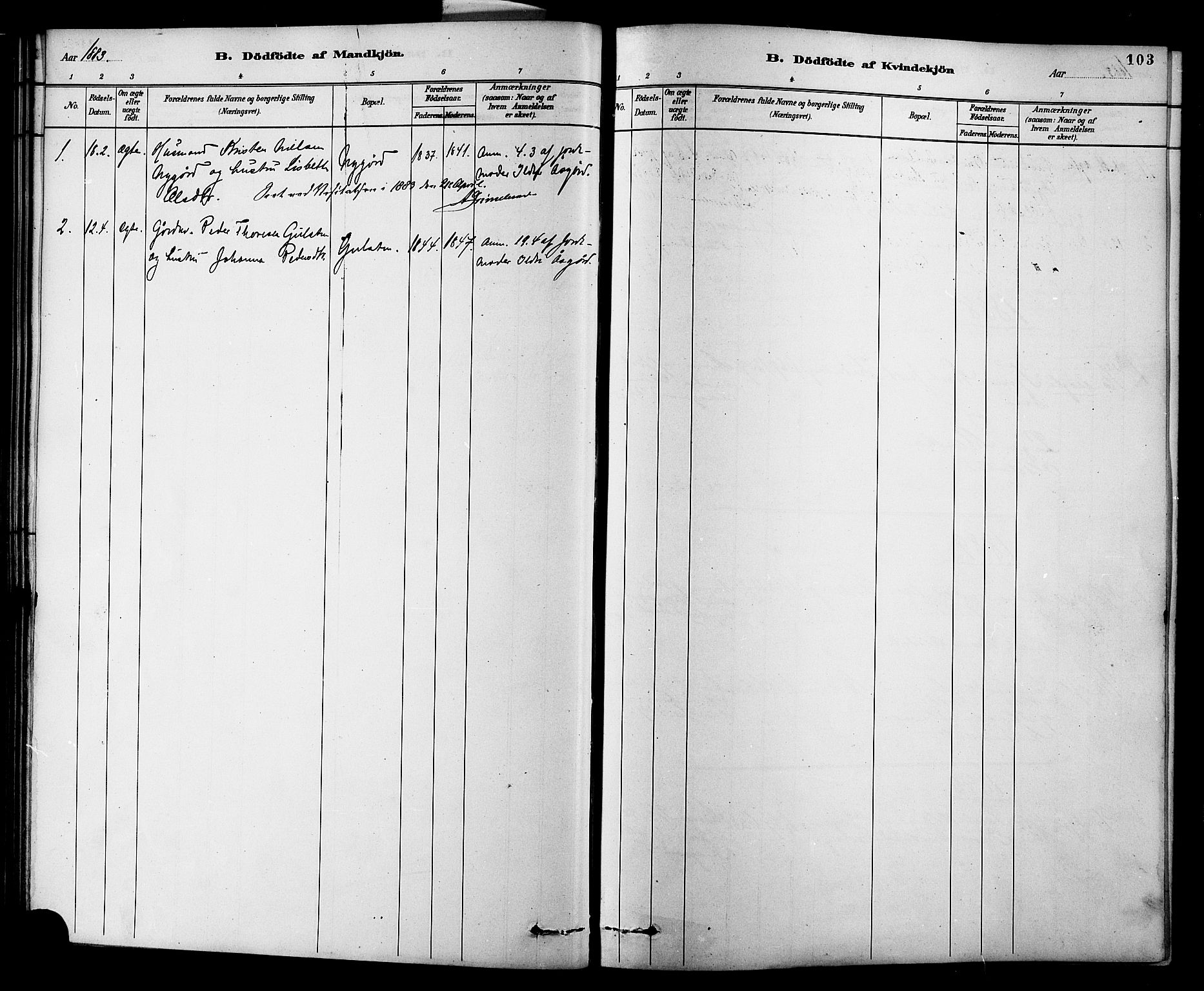 Ministerialprotokoller, klokkerbøker og fødselsregistre - Møre og Romsdal, SAT/A-1454/577/L0896: Ministerialbok nr. 577A03, 1880-1898, s. 103