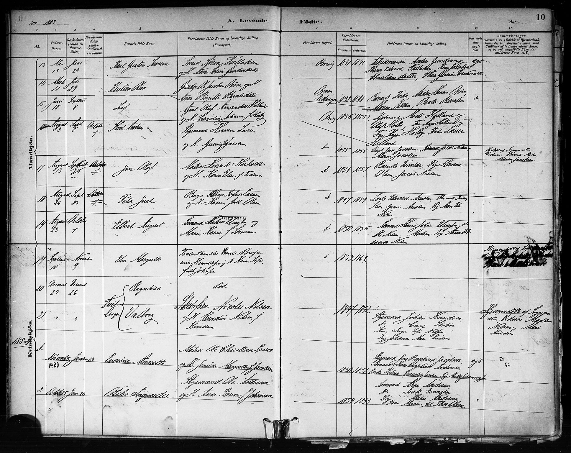 Brevik kirkebøker, AV/SAKO-A-255/F/Fa/L0007: Ministerialbok nr. 7, 1882-1900, s. 10