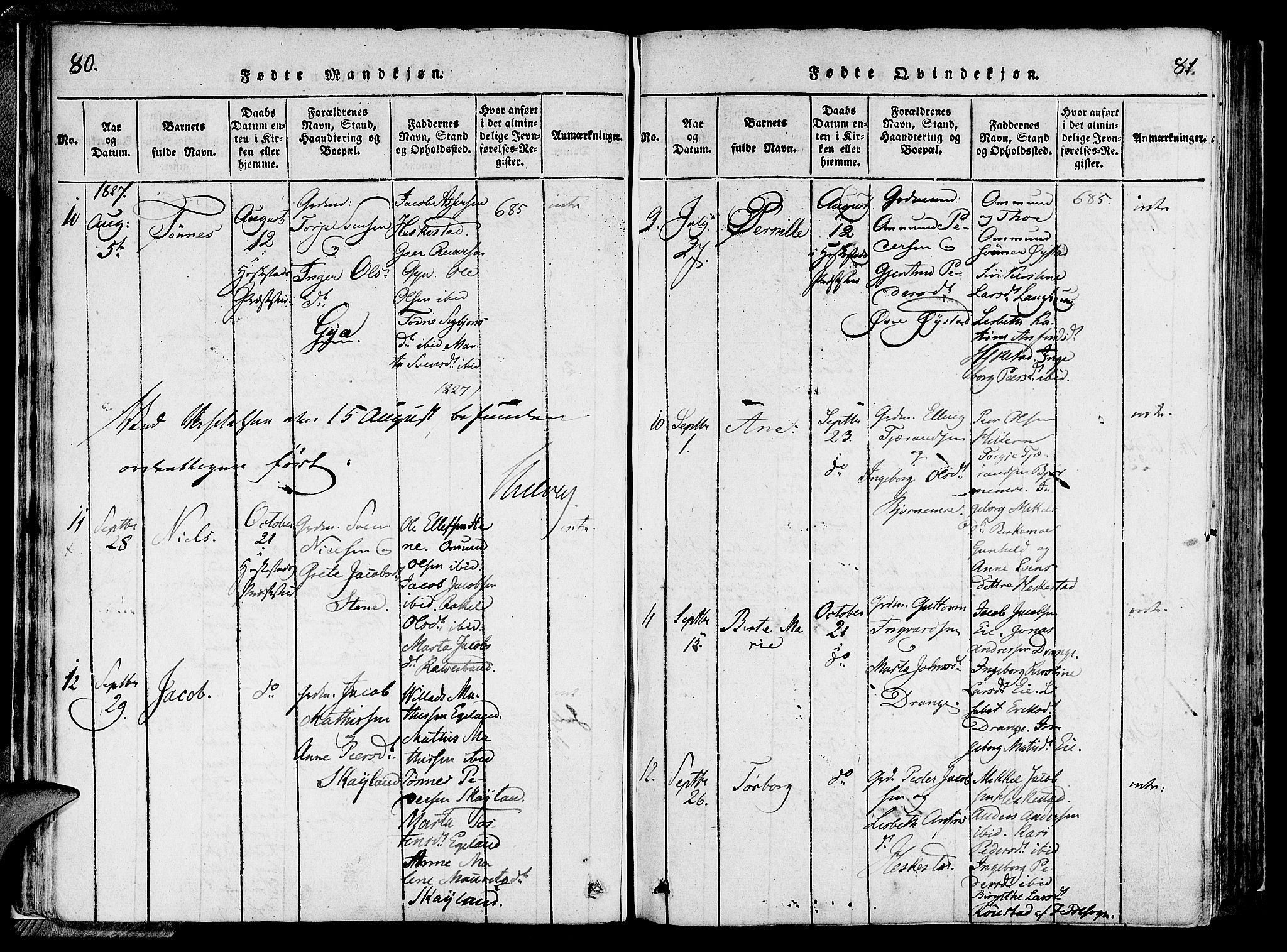 Lund sokneprestkontor, AV/SAST-A-101809/S06/L0006: Ministerialbok nr. A 6, 1816-1839, s. 80-81