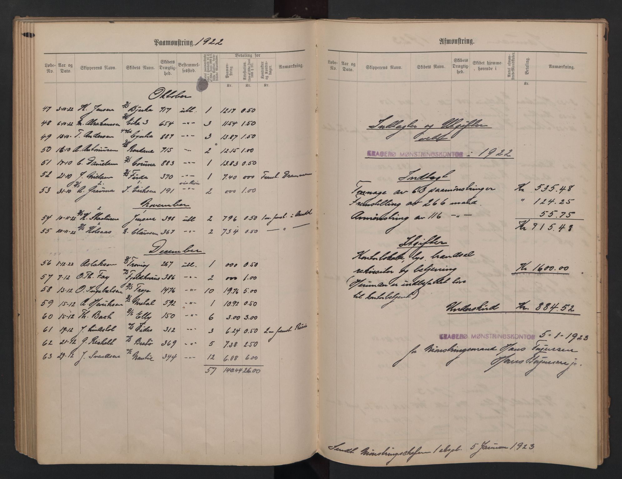 Kragerø innrulleringskontor, AV/SAKO-A-830/H/Ha/L0003: Mønstringsjournal, 1911-1930, s. 80