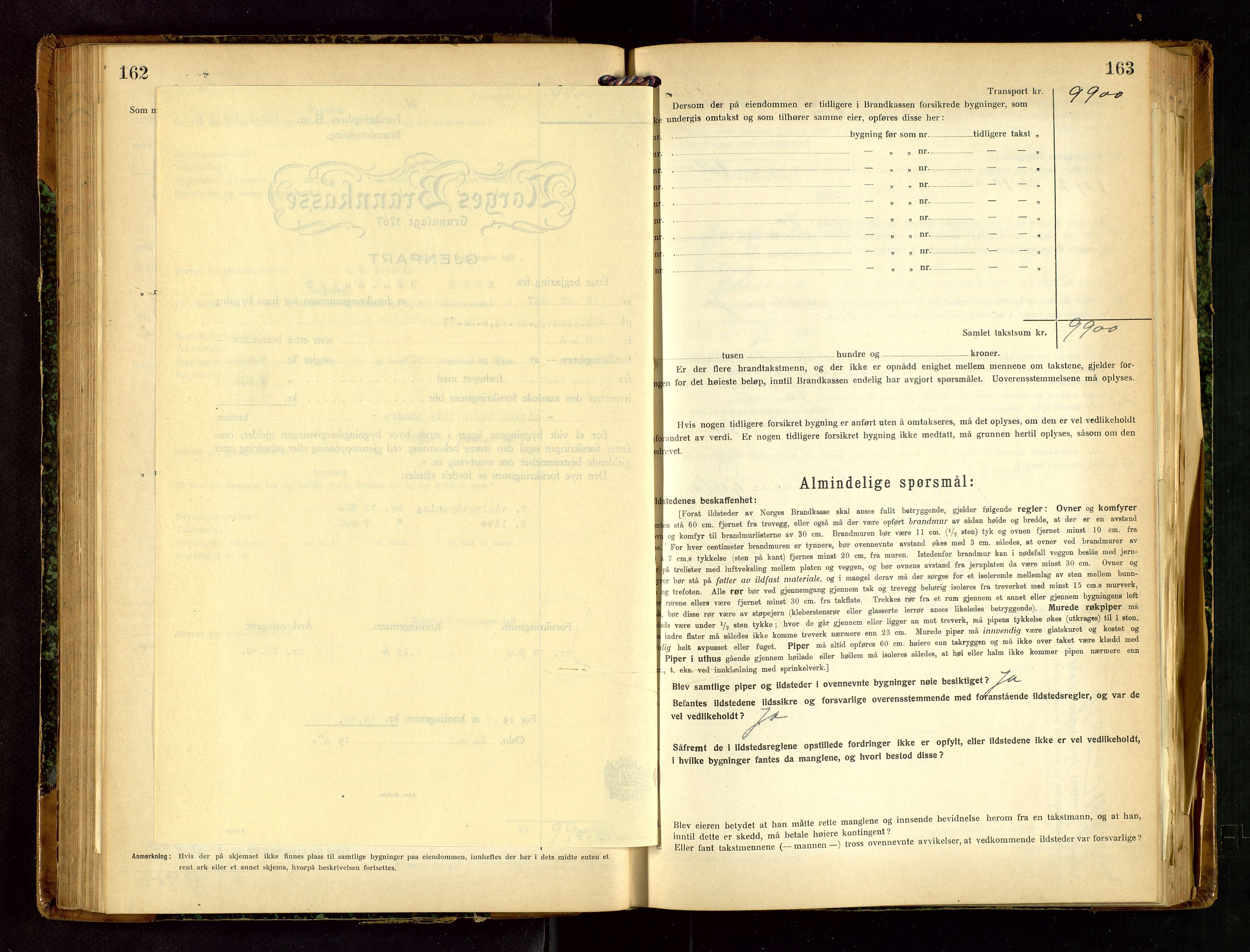 Håland lensmannskontor, AV/SAST-A-100100/Gob/L0007: Branntakstprotokoll - skjematakst. Register i boken., 1920-1925, s. 162-163
