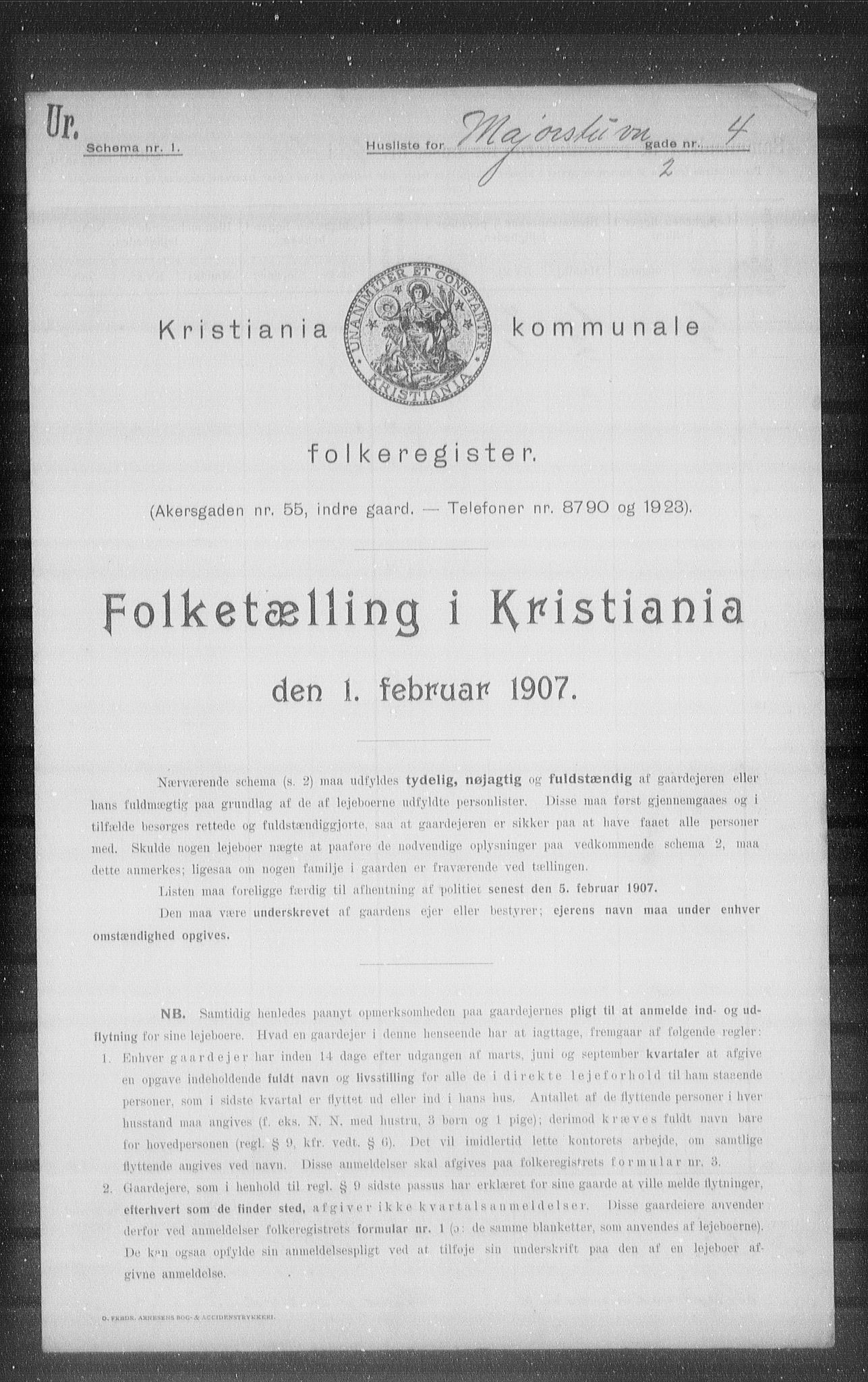 OBA, Kommunal folketelling 1.2.1907 for Kristiania kjøpstad, 1907, s. 30399