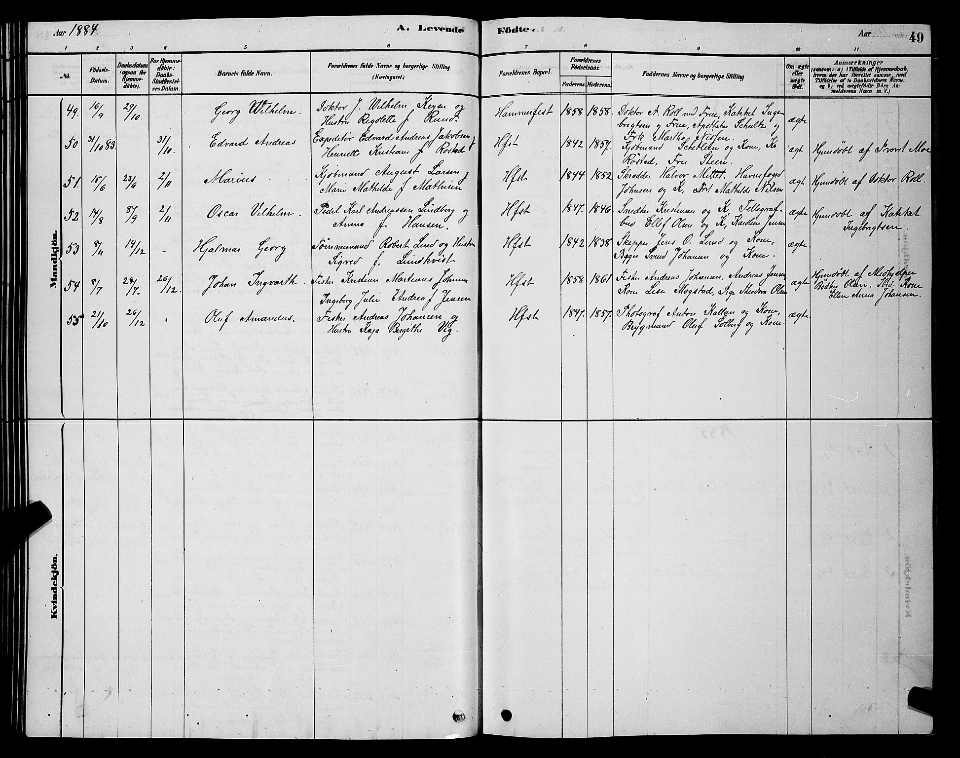 Hammerfest sokneprestkontor, AV/SATØ-S-1347/H/Hb/L0006.klokk: Klokkerbok nr. 6, 1876-1884, s. 49