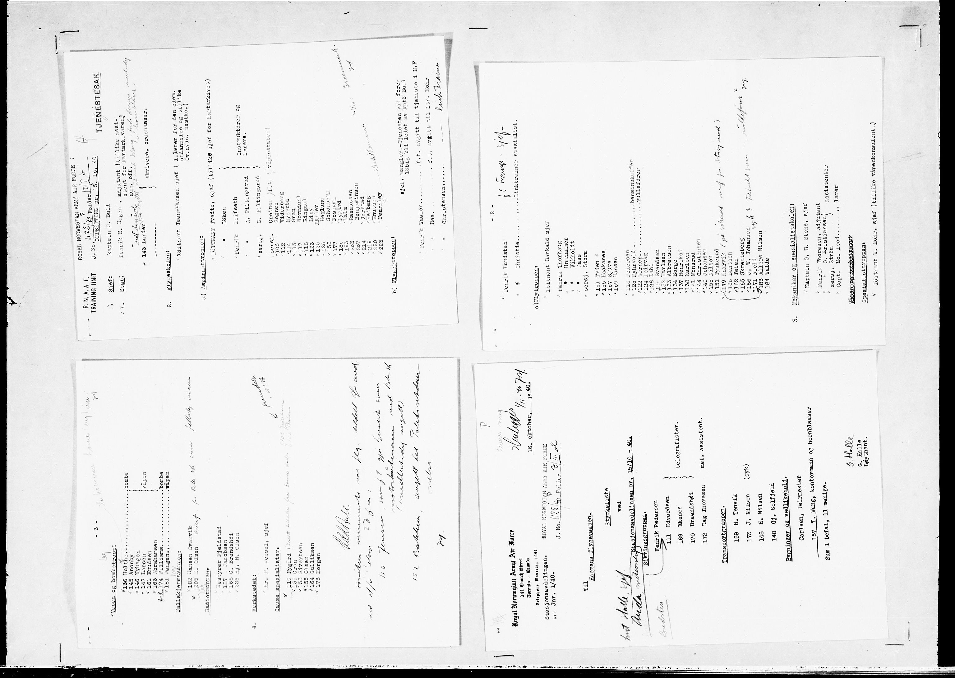 Forsvaret, Flyvåpnenes treningsleir 1940-1945, AV/RA-RAFA-3974/V/L0038: Ekspedisjonskontoret. 8. Personellkontoret, 1940-1945