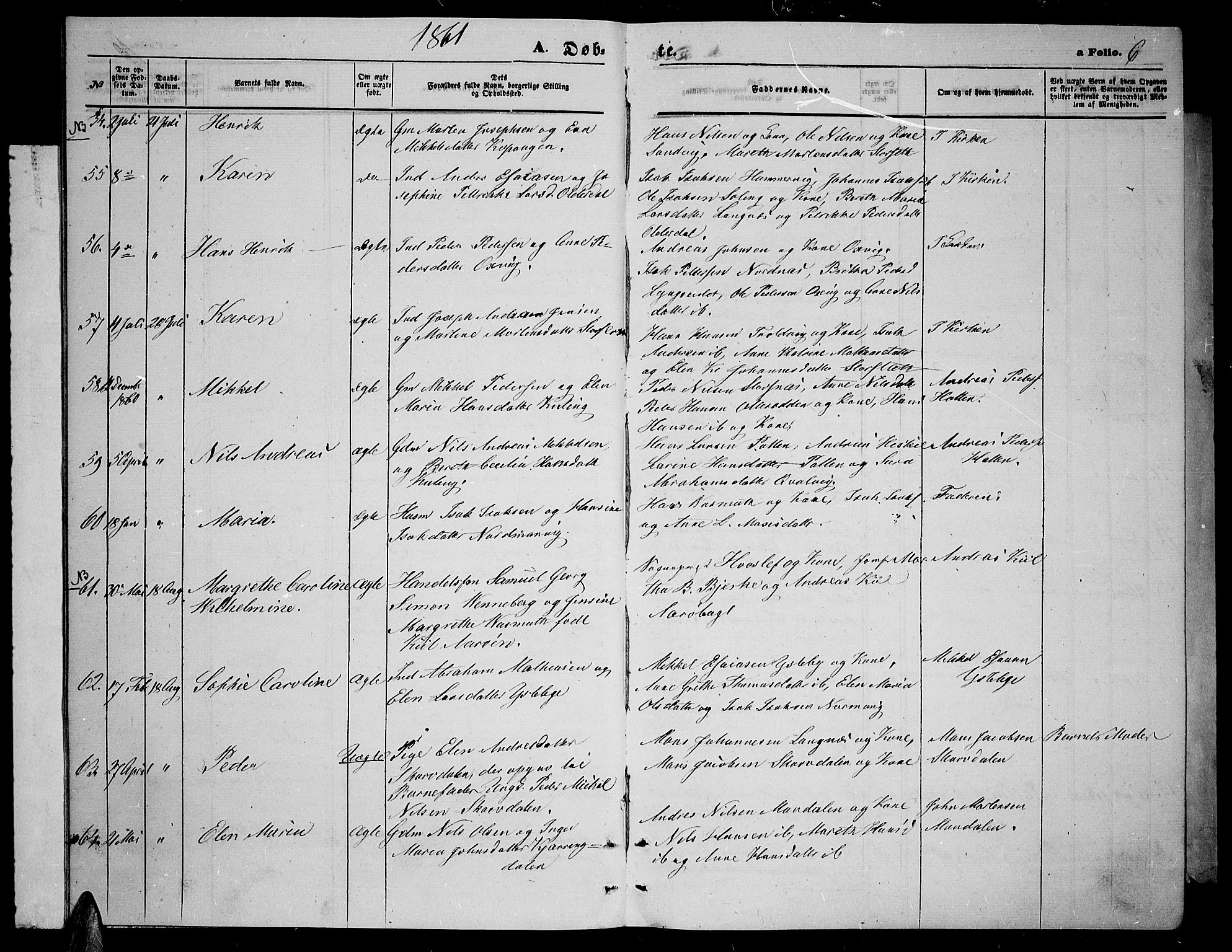 Lyngen sokneprestembete, AV/SATØ-S-1289/H/He/Heb/L0003klokker: Klokkerbok nr. 3, 1861-1867, s. 6