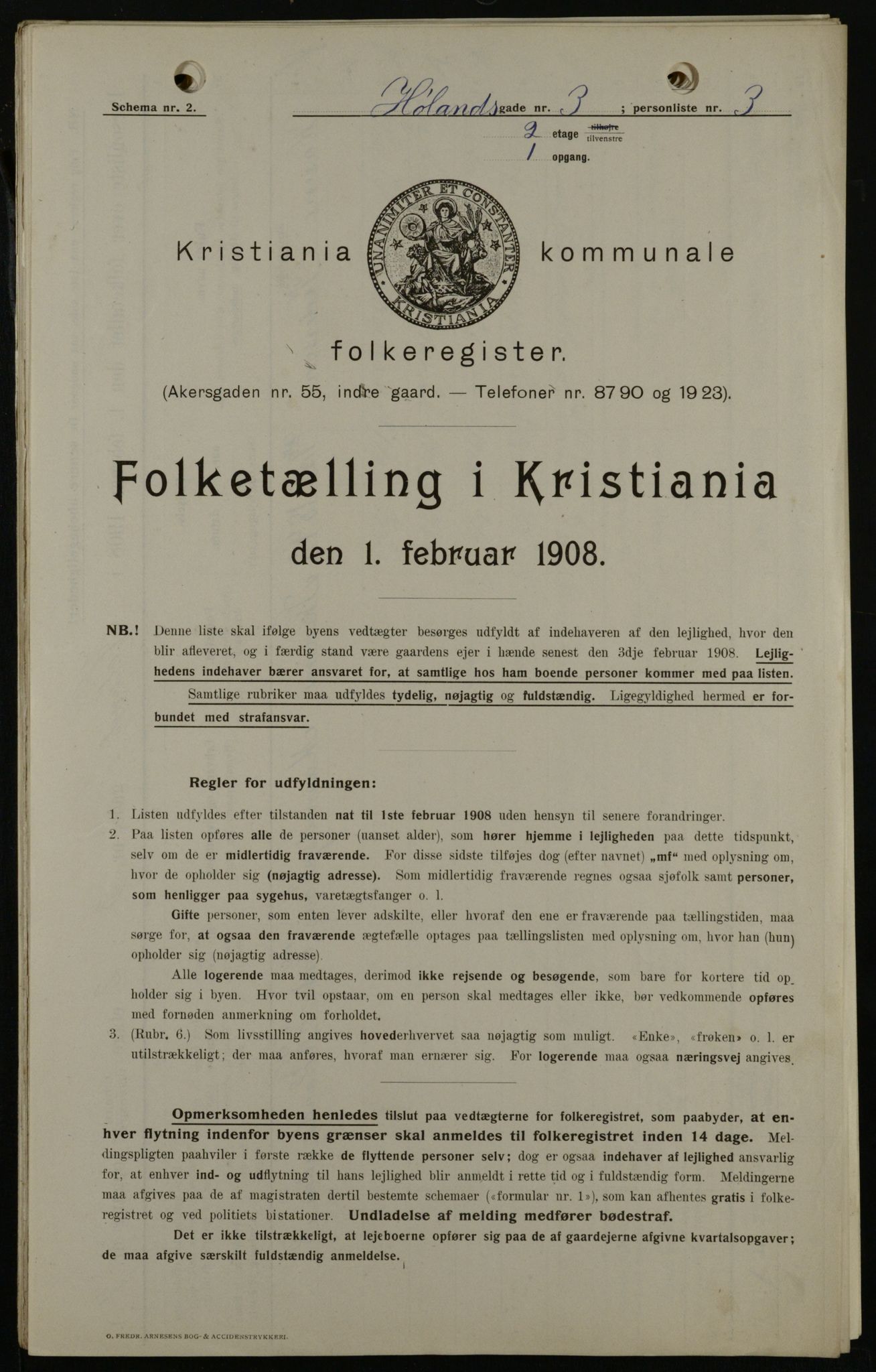 OBA, Kommunal folketelling 1.2.1908 for Kristiania kjøpstad, 1908, s. 38014