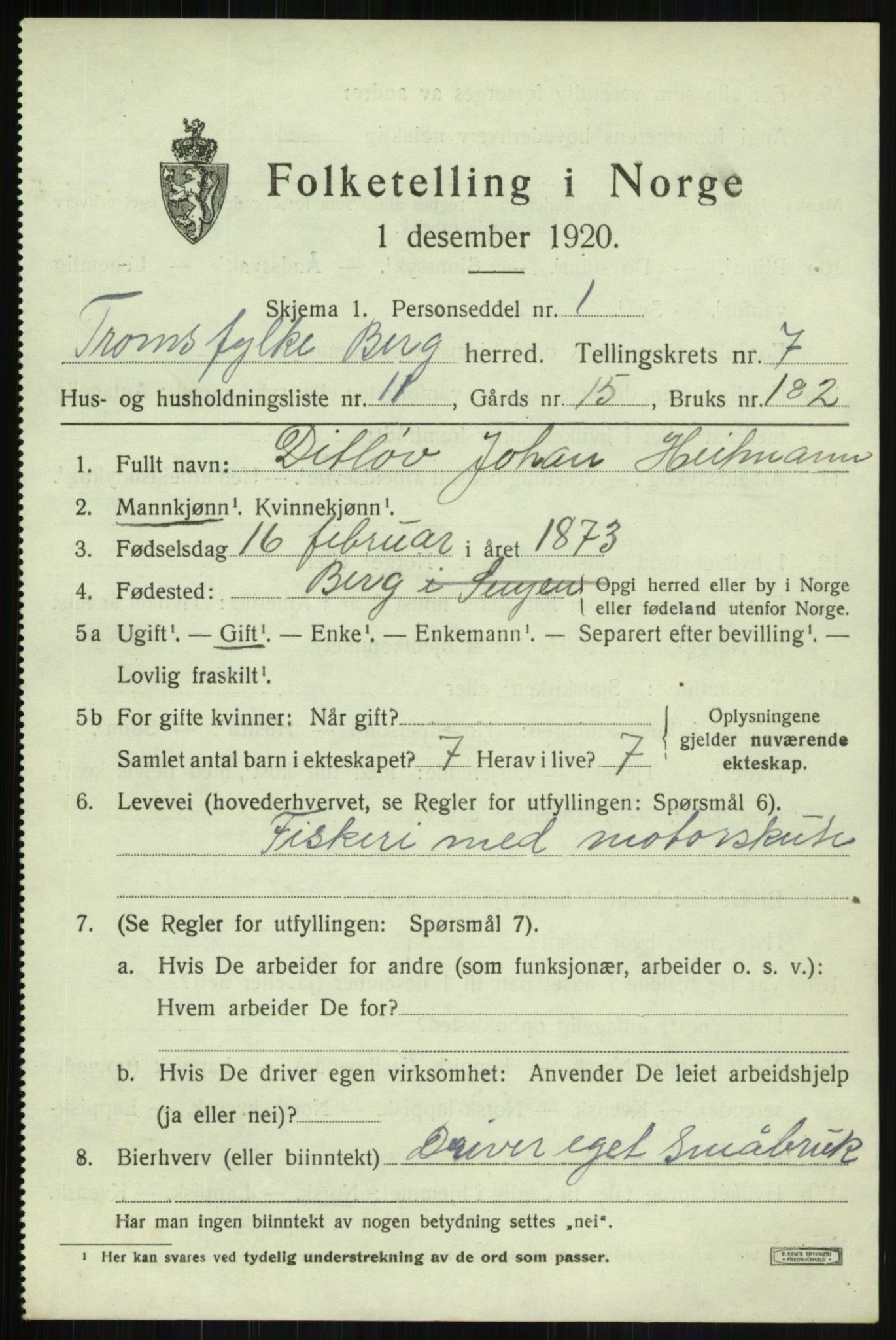 SATØ, Folketelling 1920 for 1929 Berg herred, 1920, s. 2530