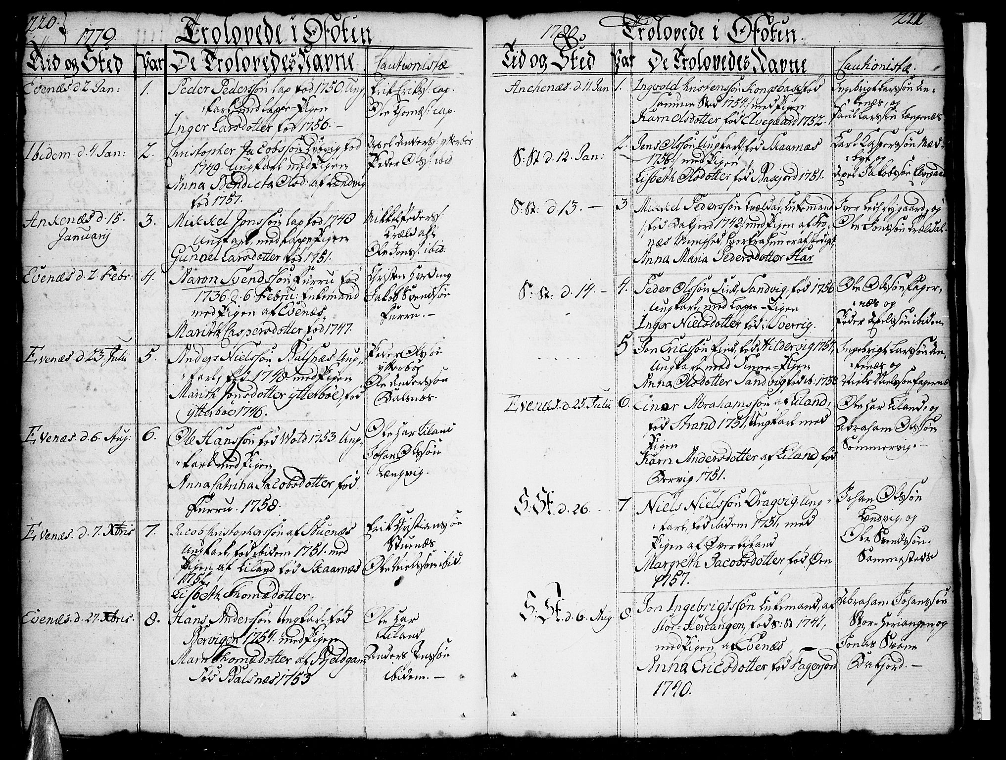 Ministerialprotokoller, klokkerbøker og fødselsregistre - Nordland, SAT/A-1459/863/L0892: Ministerialbok nr. 863A04, 1765-1794, s. 220-221