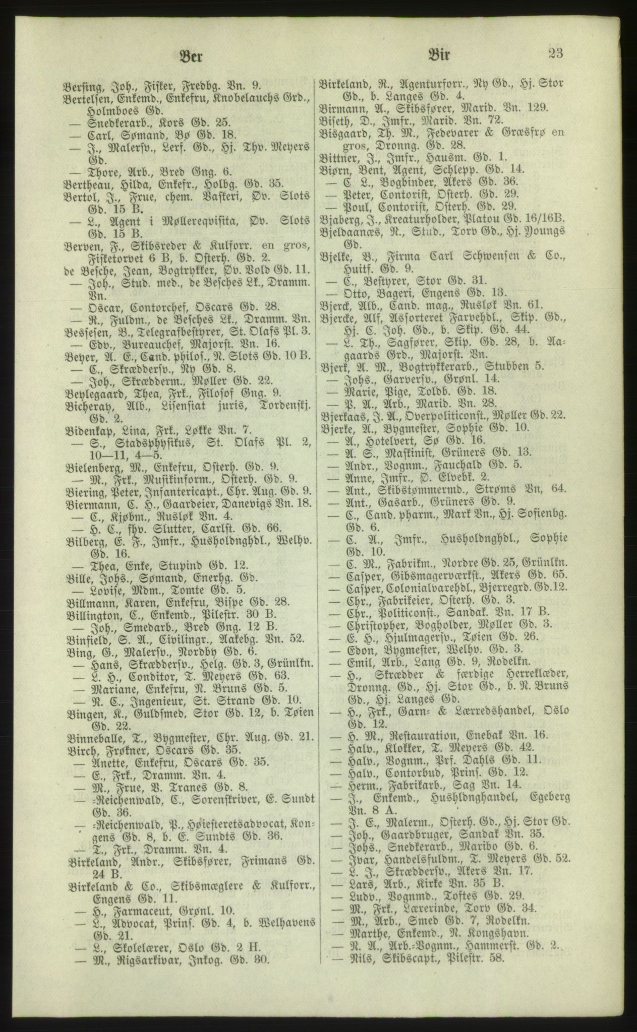 Kristiania/Oslo adressebok, PUBL/-, 1881, s. 23