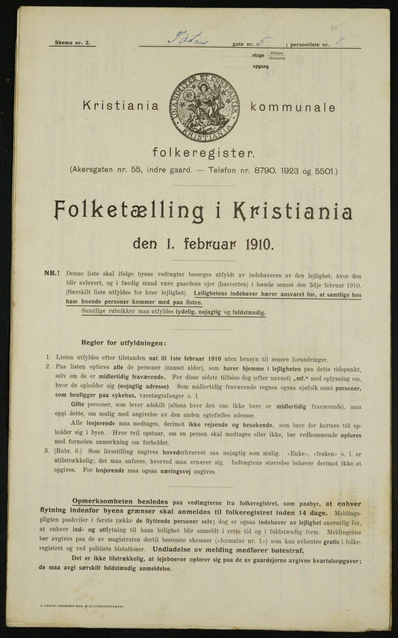 OBA, Kommunal folketelling 1.2.1910 for Kristiania, 1910, s. 109561