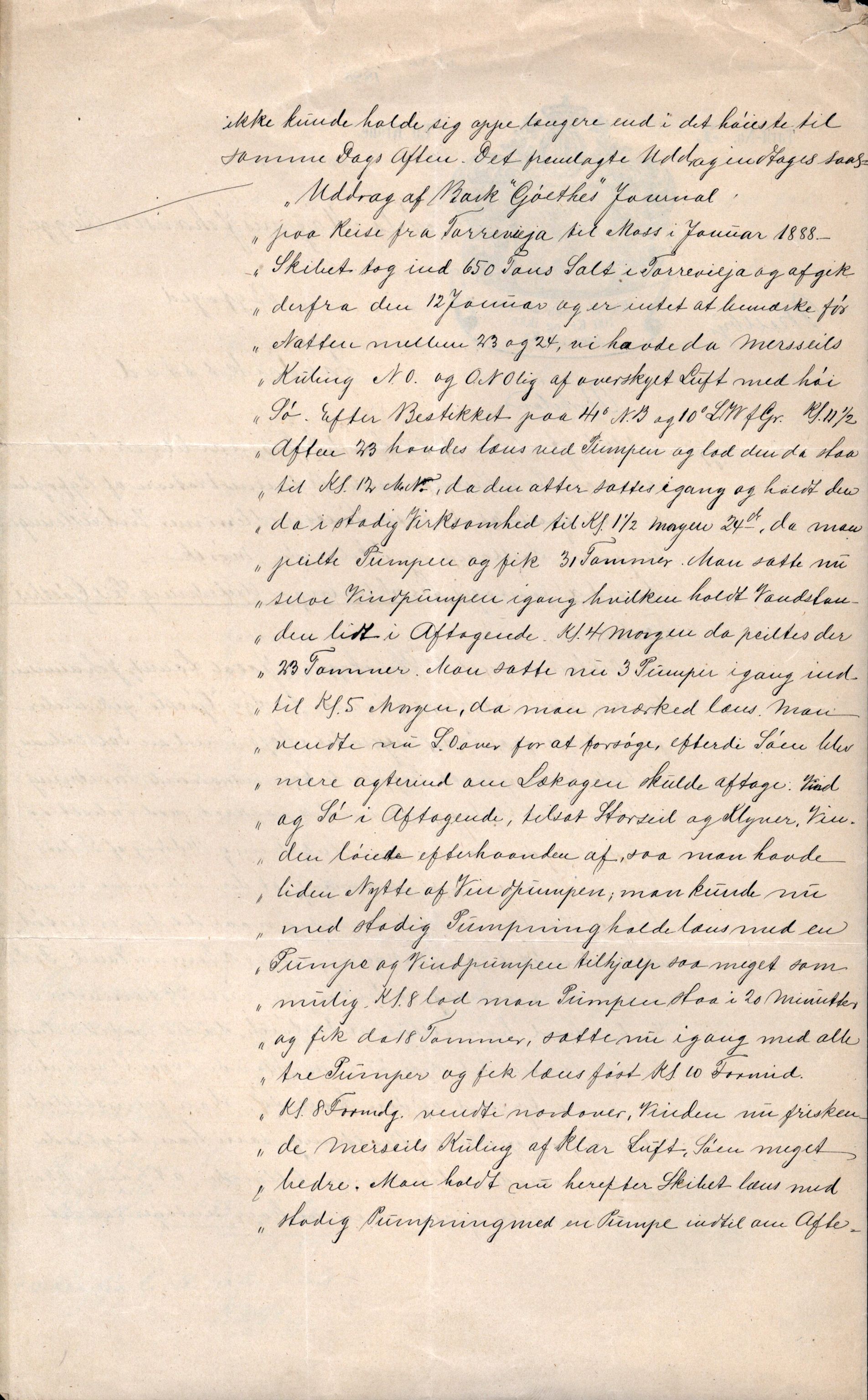 Pa 63 - Østlandske skibsassuranceforening, VEMU/A-1079/G/Ga/L0021/0006: Havaridokumenter / Gøthe, Granit, Granen, Harmonie, Lindsay, 1888, s. 9