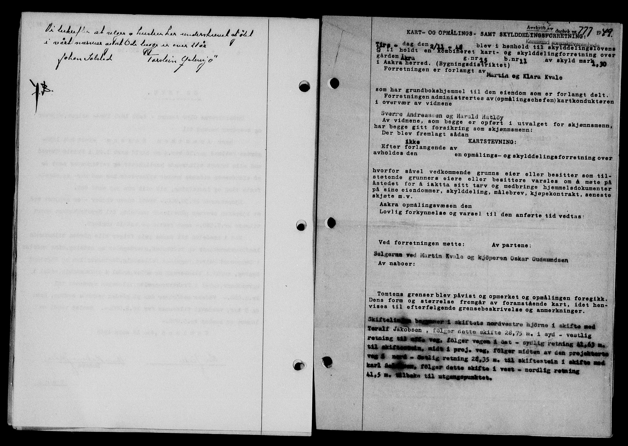Karmsund sorenskriveri, SAST/A-100311/01/II/IIB/L0095: Pantebok nr. 75A, 1948-1949, Dagboknr: 777/1949