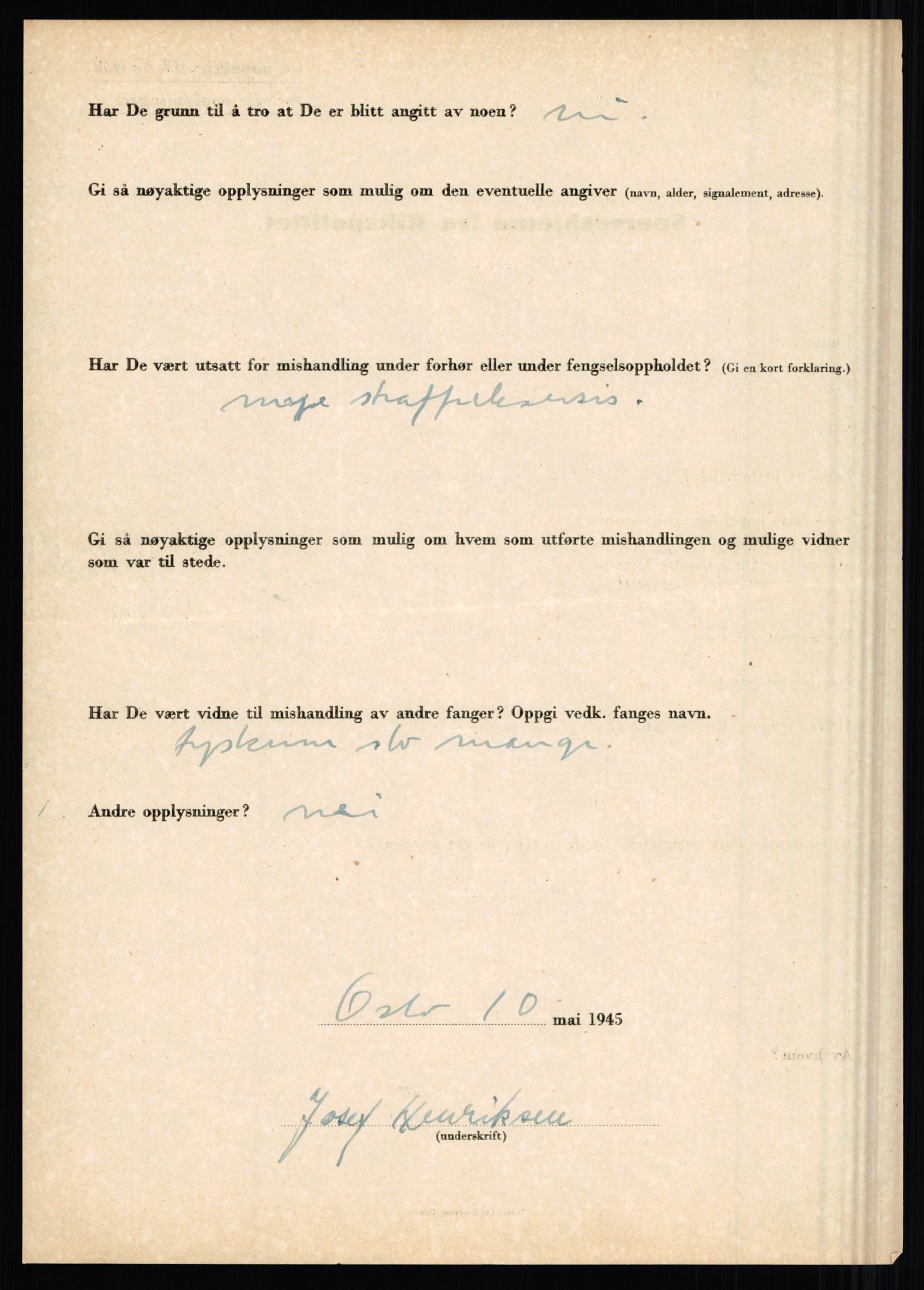 Rikspolitisjefen, AV/RA-S-1560/L/L0007: Heen, Erik C. - Iversen, Trygve, 1940-1945, s. 78