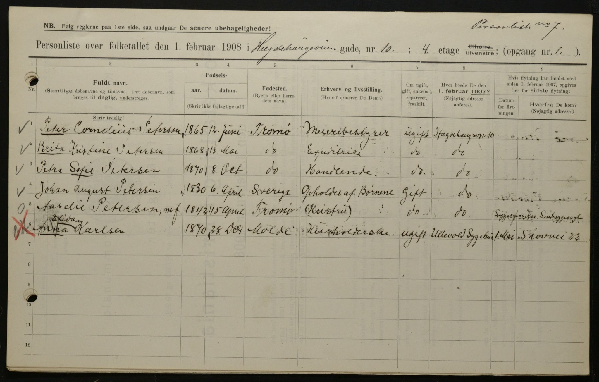 OBA, Kommunal folketelling 1.2.1908 for Kristiania kjøpstad, 1908, s. 32512