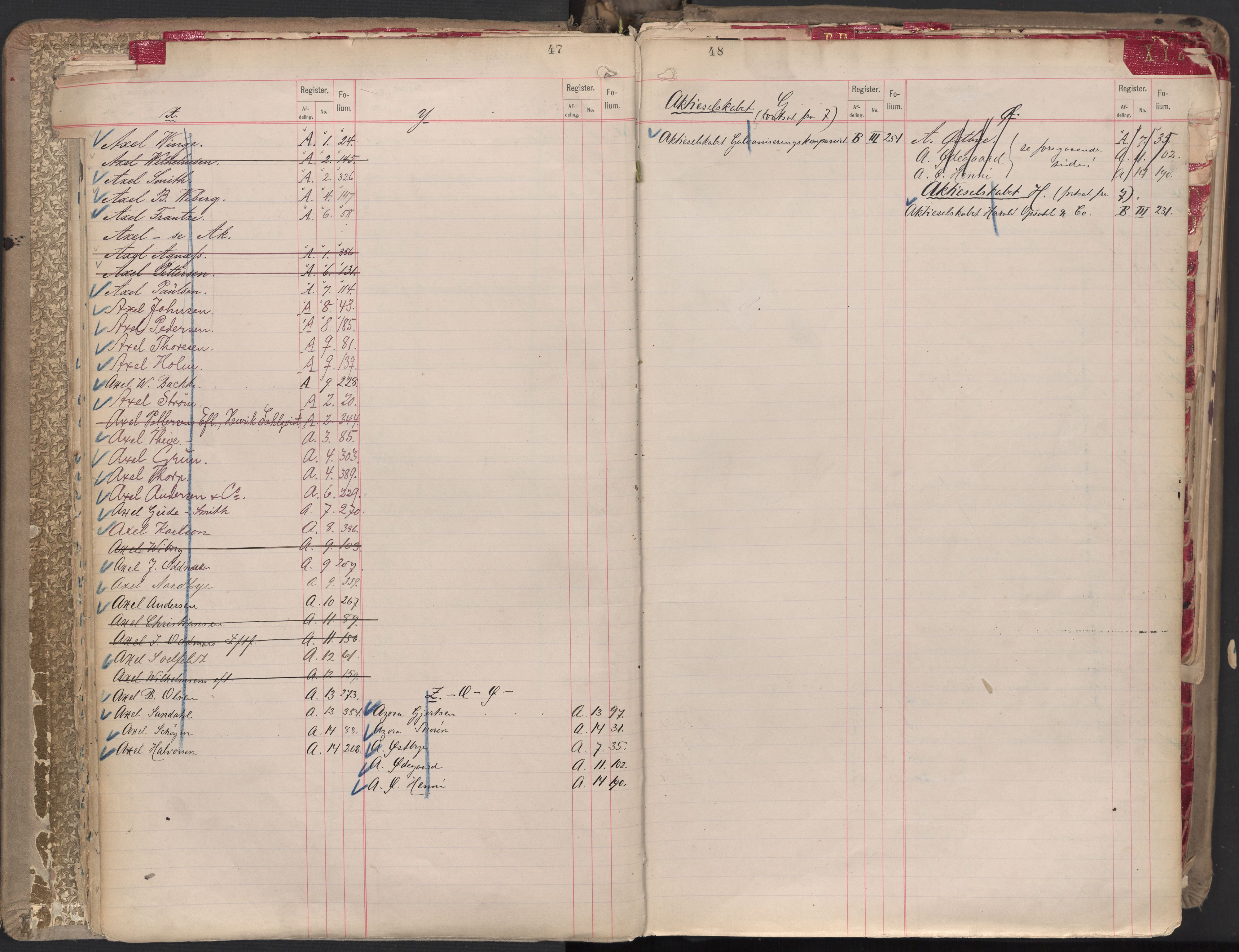 Oslo byfogd avd. II, AV/SAO-A-10942/G/Ga/Gaa/L0001: Firmaregister: A 1-15, B 1-4, C 1, 1890, s. 47-48