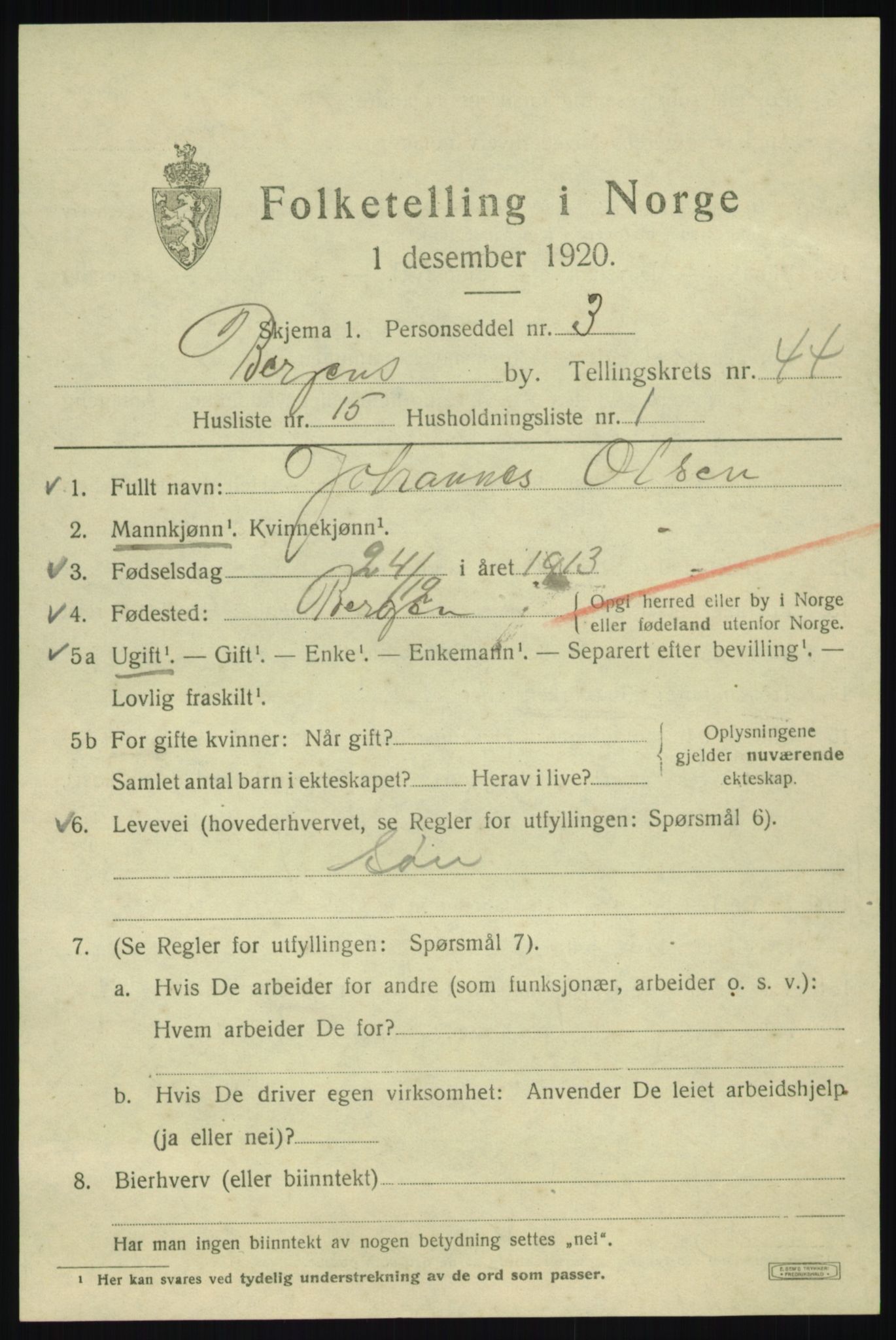 SAB, Folketelling 1920 for 1301 Bergen kjøpstad, 1920, s. 112821