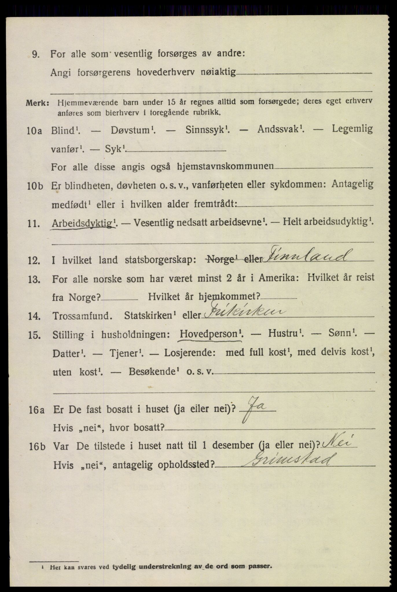 SAK, Folketelling 1920 for 0923 Fjære herred, 1920, s. 11272