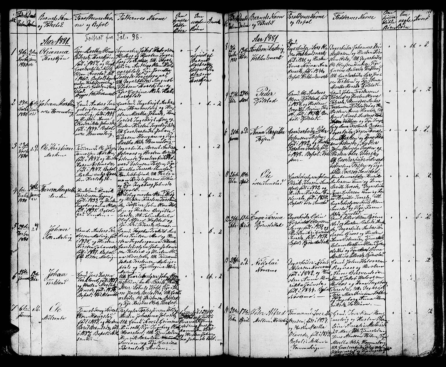 Ministerialprotokoller, klokkerbøker og fødselsregistre - Sør-Trøndelag, AV/SAT-A-1456/616/L0422: Klokkerbok nr. 616C05, 1850-1888, s. 110